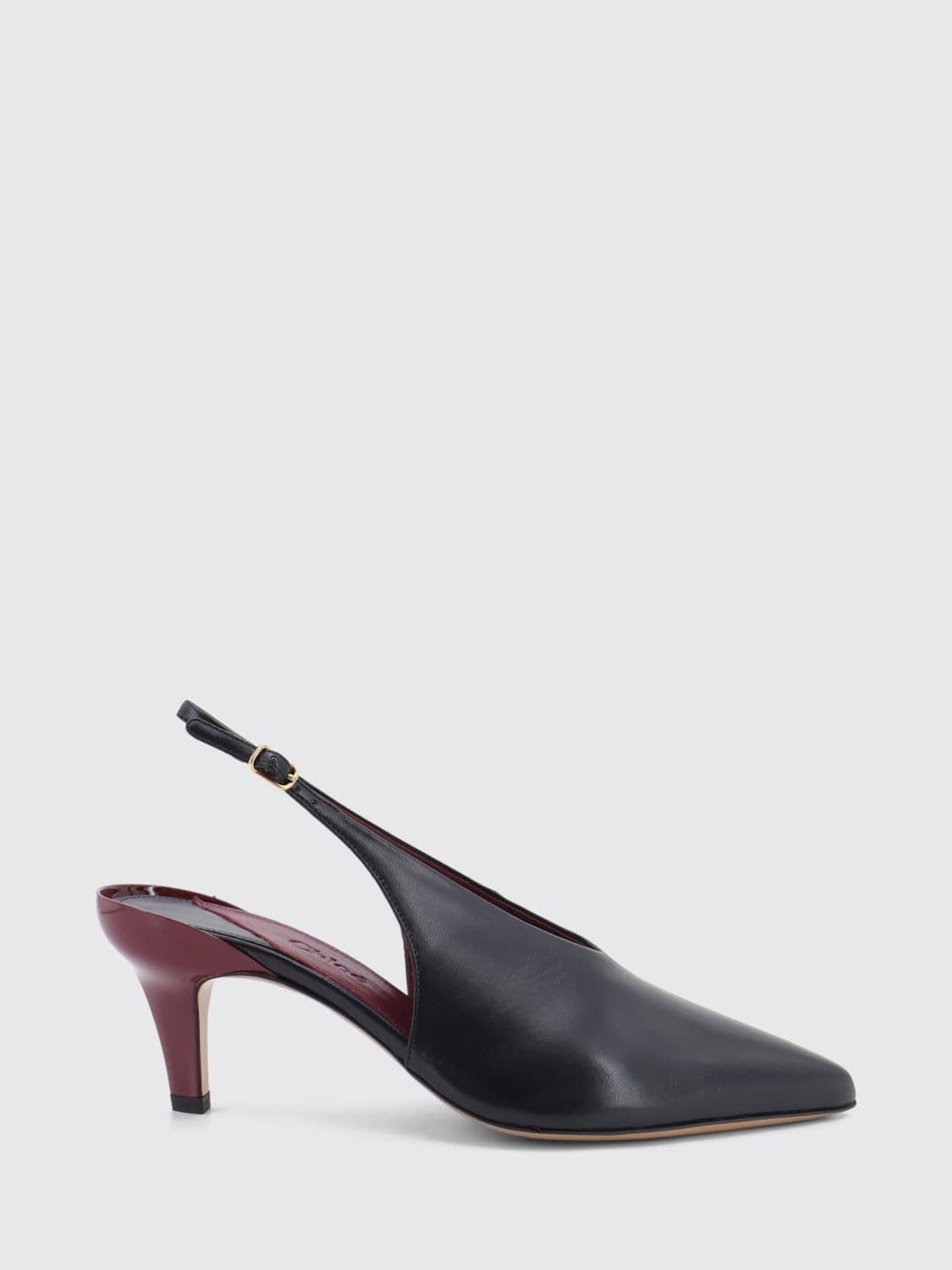 Chloé Suzie Leather Slingback Pumps with Mid Heel and Almond Toe