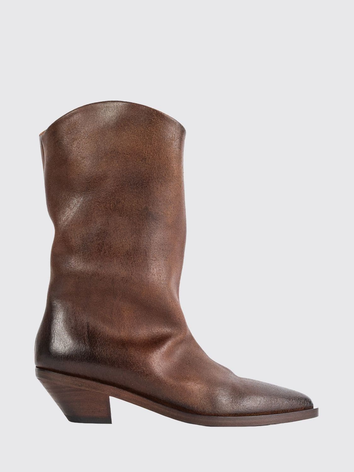 Marsèll Stuzzichello Suede Western Boots with Flared Heel and Almond Toe