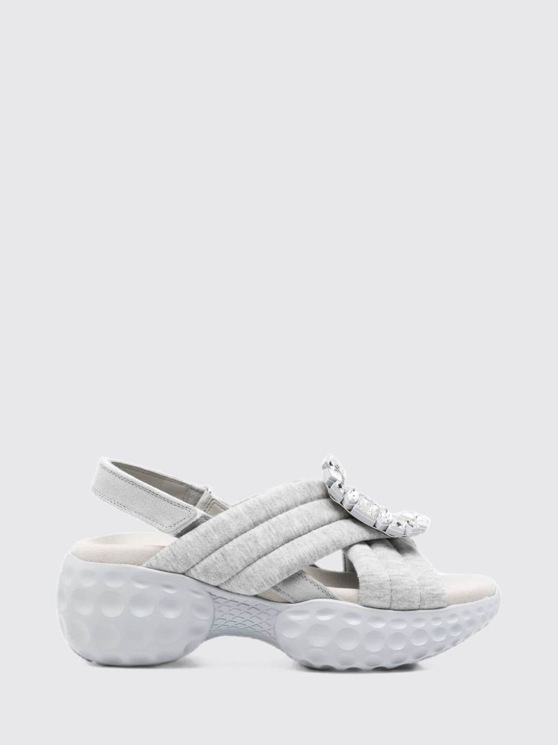 Roger Vivier Viv' Run Quilted Slingback Sandals with Jewelled Buckle