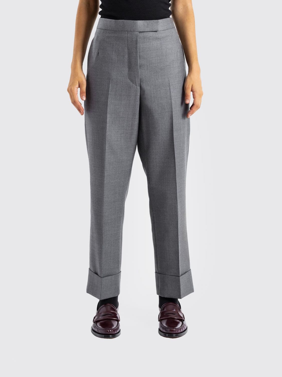 Thom Browne Straight-Leg Cuffed Wool Tailored Trousers · 42