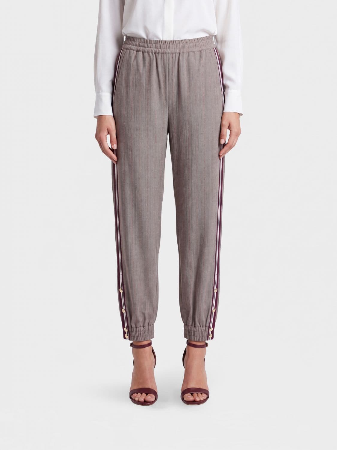 Liu Jo Prince of Wales Check High-Waisted Jogging Trousers with Stripes