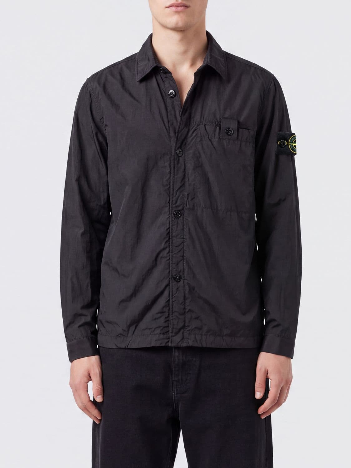 Stone Island Crinkle Reps NY Recycled Nylon Logo Shirt Jacket