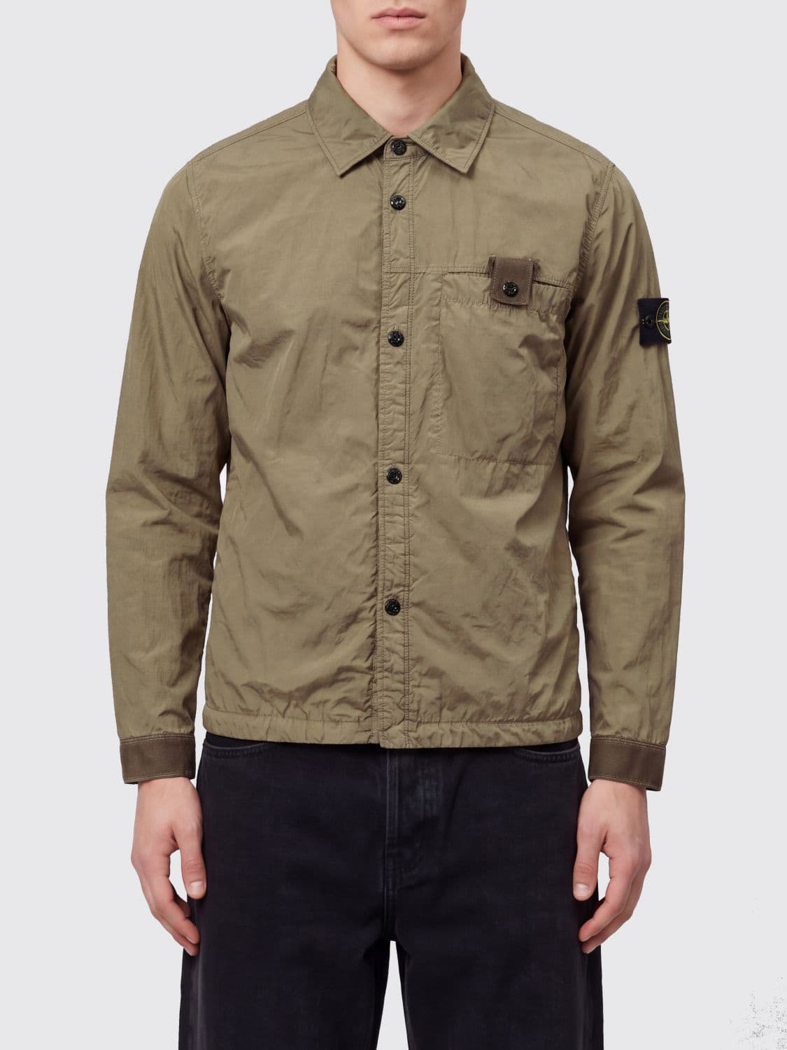 Stone Island Crinkle Reps NY Recycled Nylon Logo Shirt Jacket