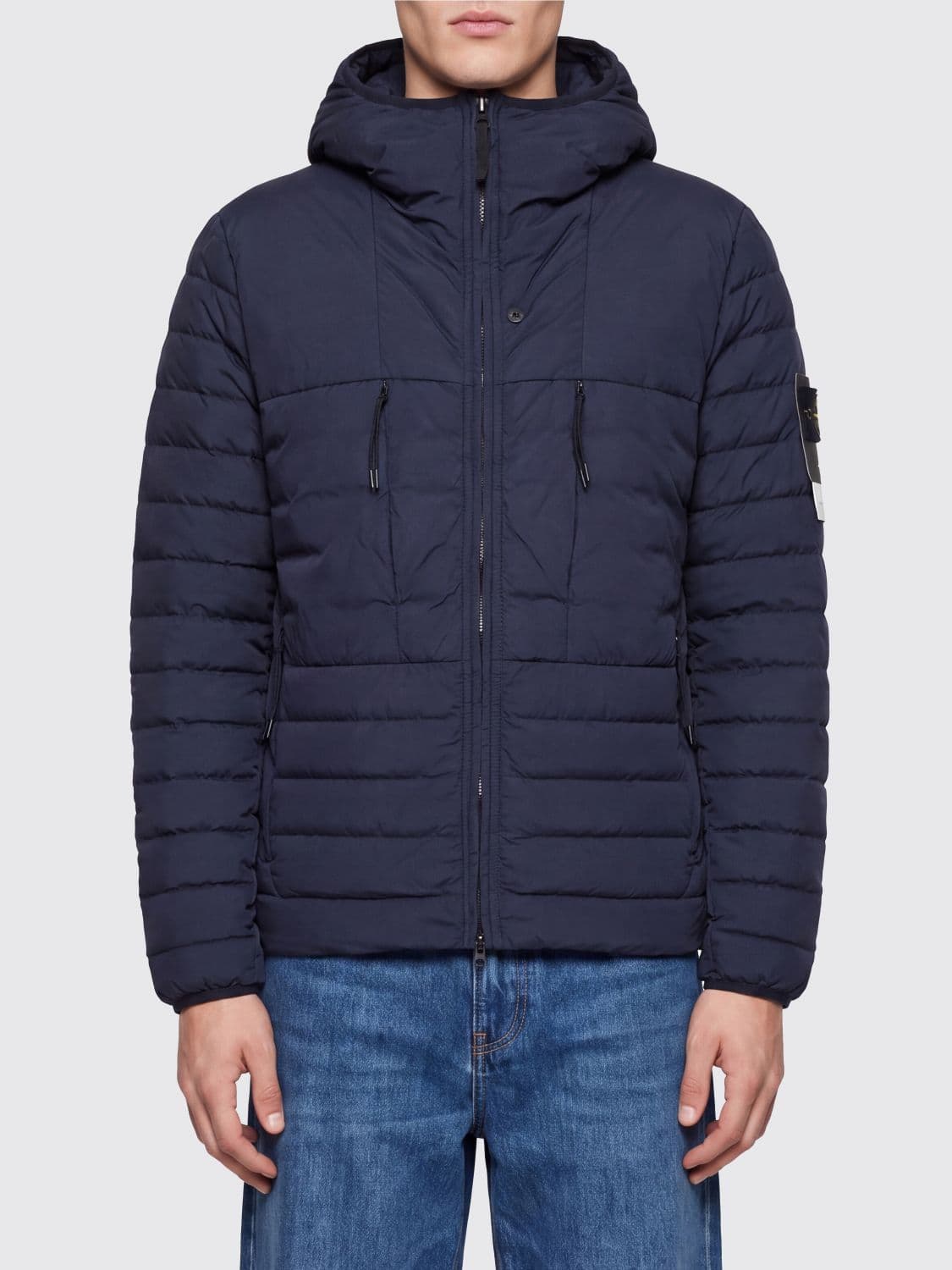 Stone Island Quilted Nylon Puffer Jacket with Hood and Down Padding