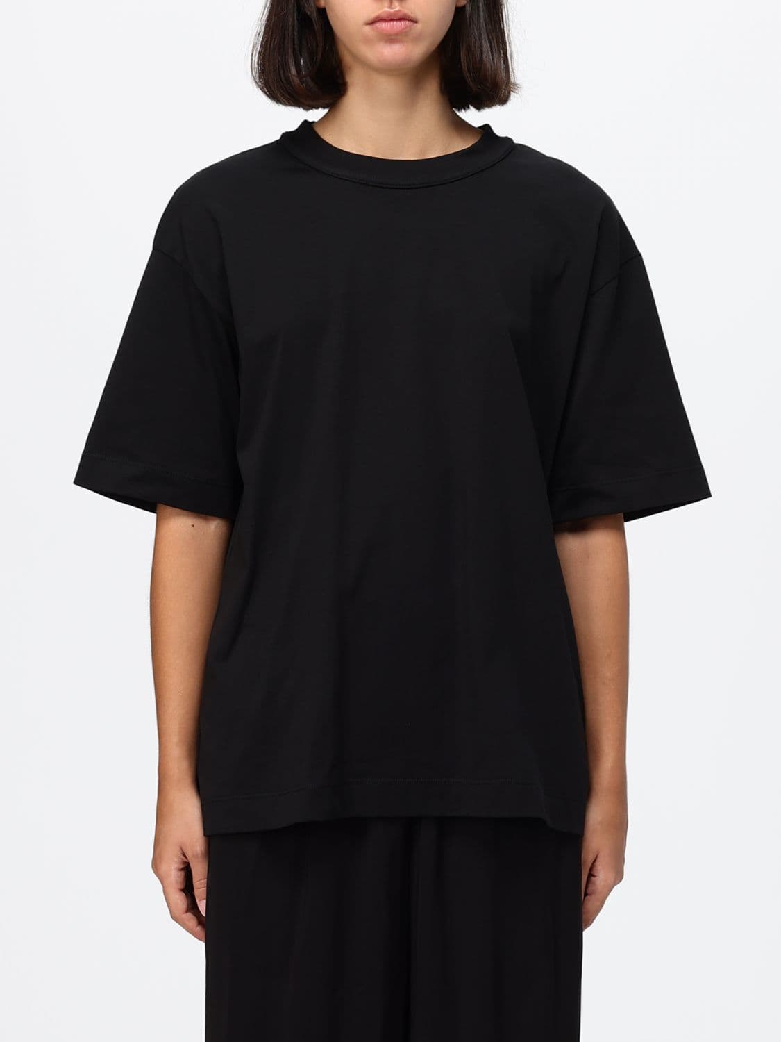 Eleh Relaxed Fit Cotton T-Shirt with Bow Detail and Dropped Shoulders