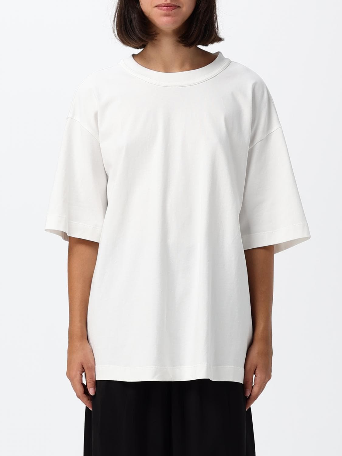 Eleh Relaxed Fit Cotton T-Shirt with Bow Detail and Dropped Shoulders