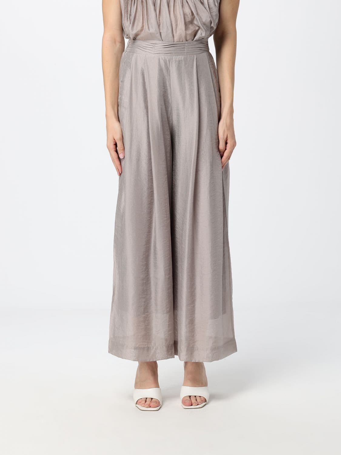 Eleh High-Waisted Silk-Blend Palazzo Trousers with a Side Zip Closure