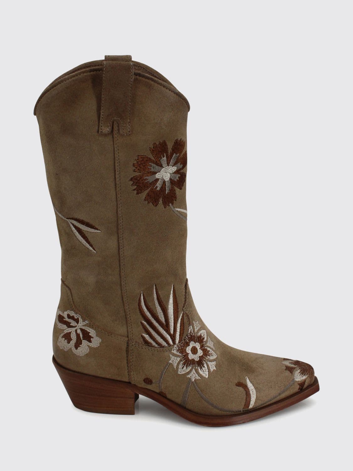 Parosh P. A.R. O.S. H. Suede Leather Western Boots with Floral Embroidery · 40
