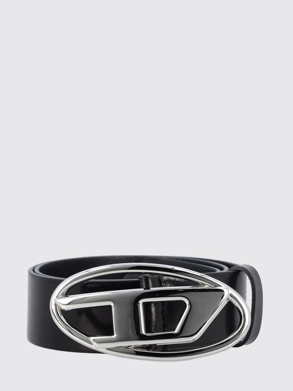 Diesel B-1DR Leather Belt with Oval D Logo Buckle