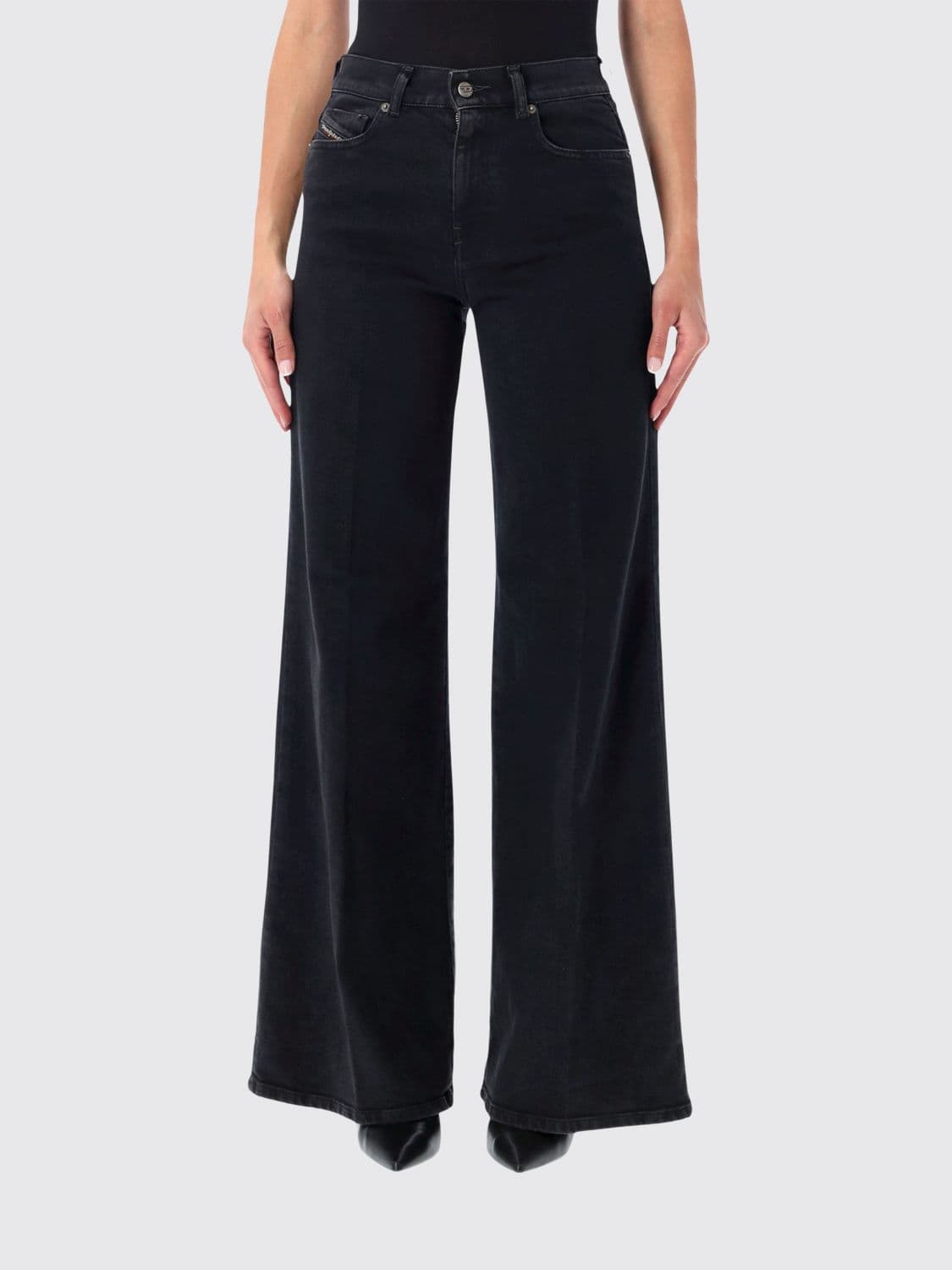 Diesel D-Akemi High-Waisted Stretch-Denim Wide-Leg Jeans