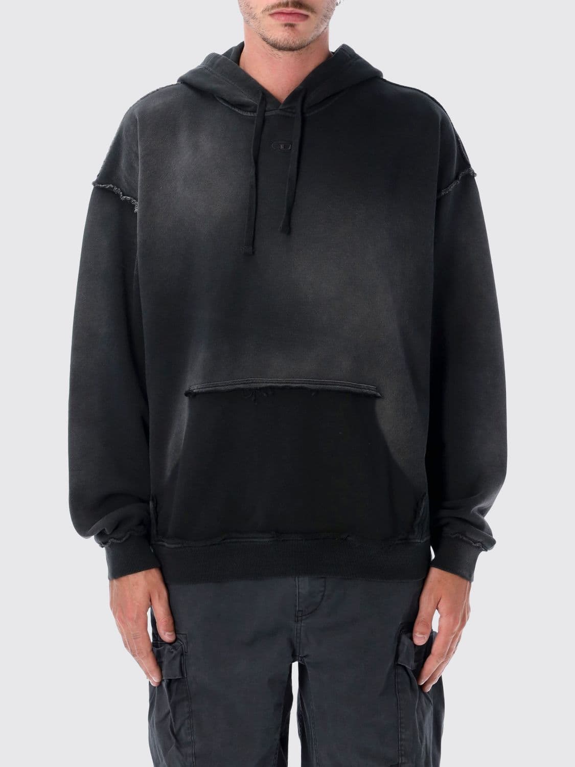 Diesel S-Pock-Hood Cotton Jersey Hoodie with Distressed Effect