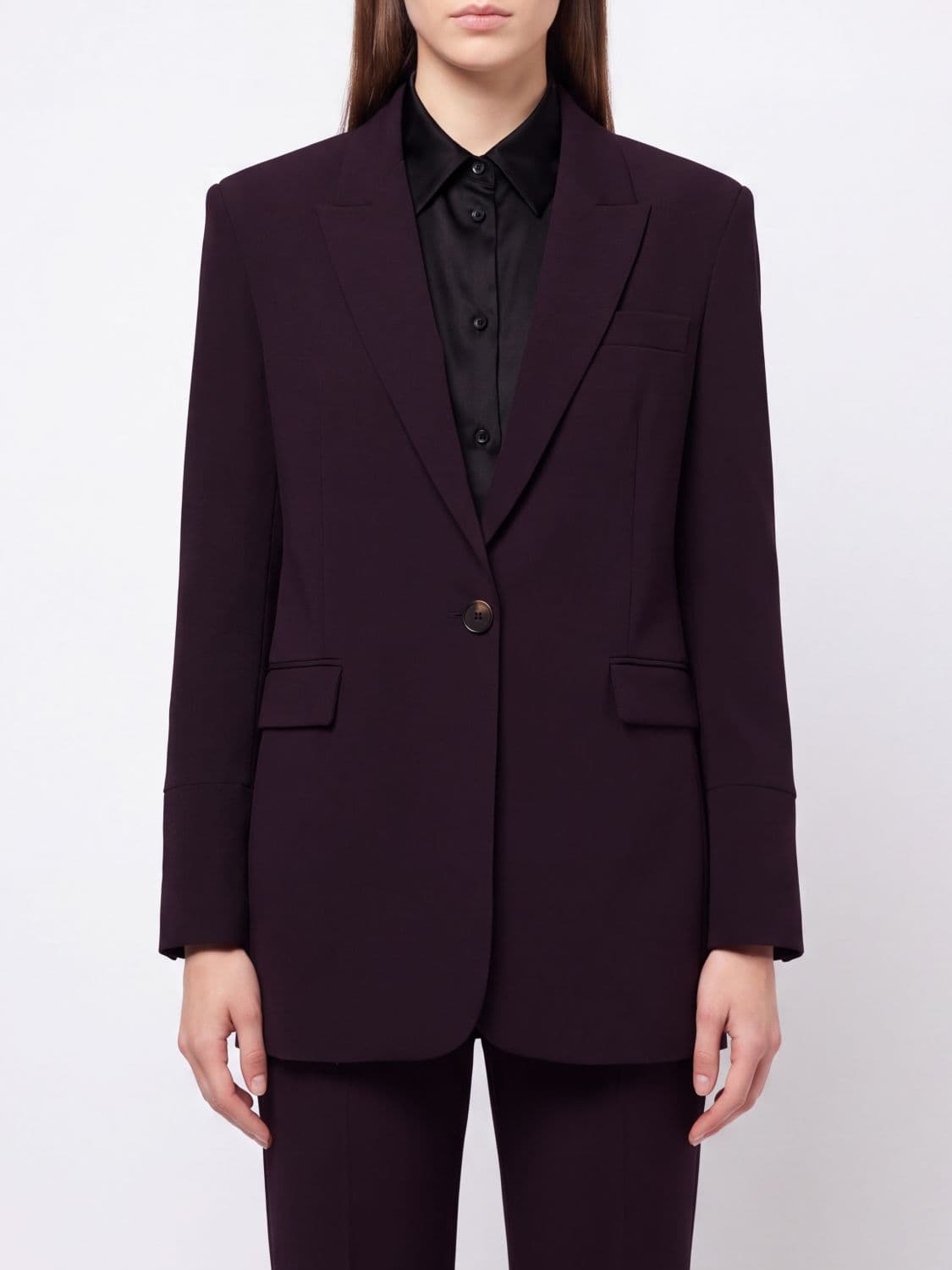Pinko Single-Breasted Short Blazer in Viscose Blend with One-Button Closure
