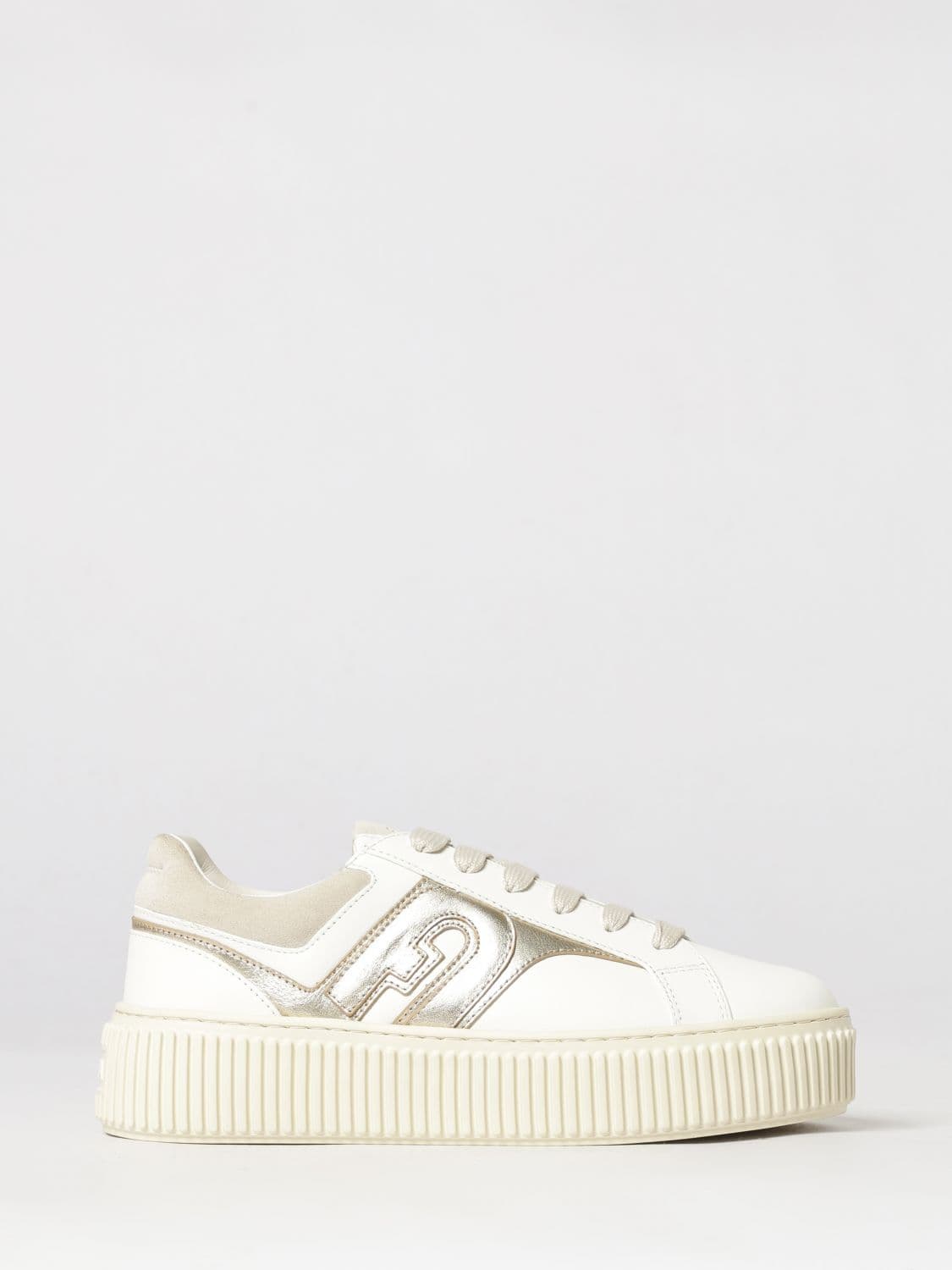 Furla Sheepskin Leather Sneakers with a Platform Sole and Laminated Details