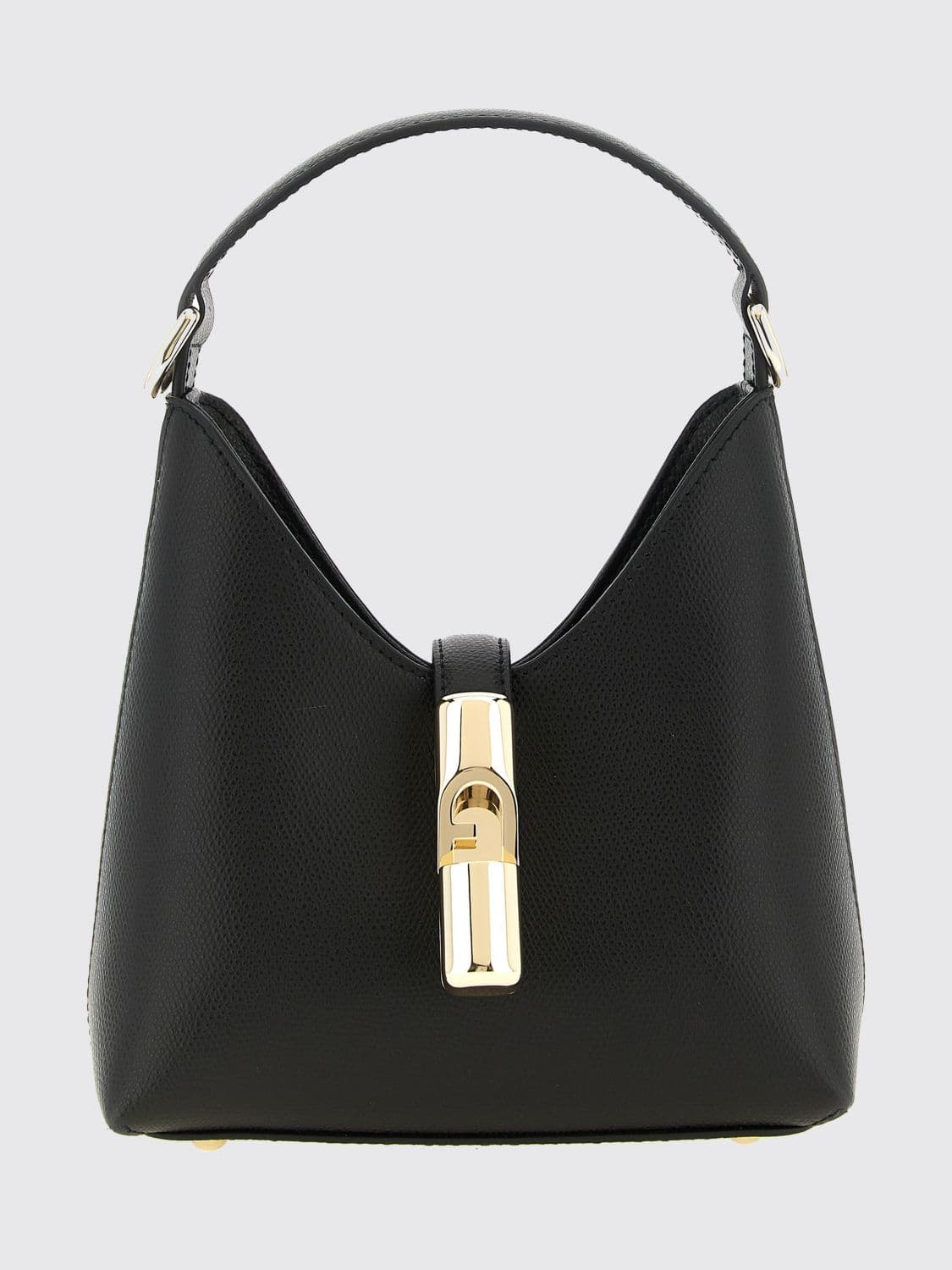 Furla Grained Leather Mini Shoulder Bag with Monogram Logo and Strap