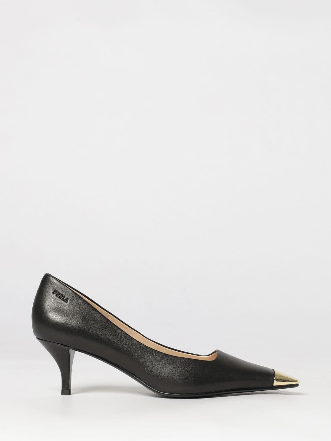 Furla Court Shoes in Sheepskin Leather with Medium Stiletto Heel and Metal Toe