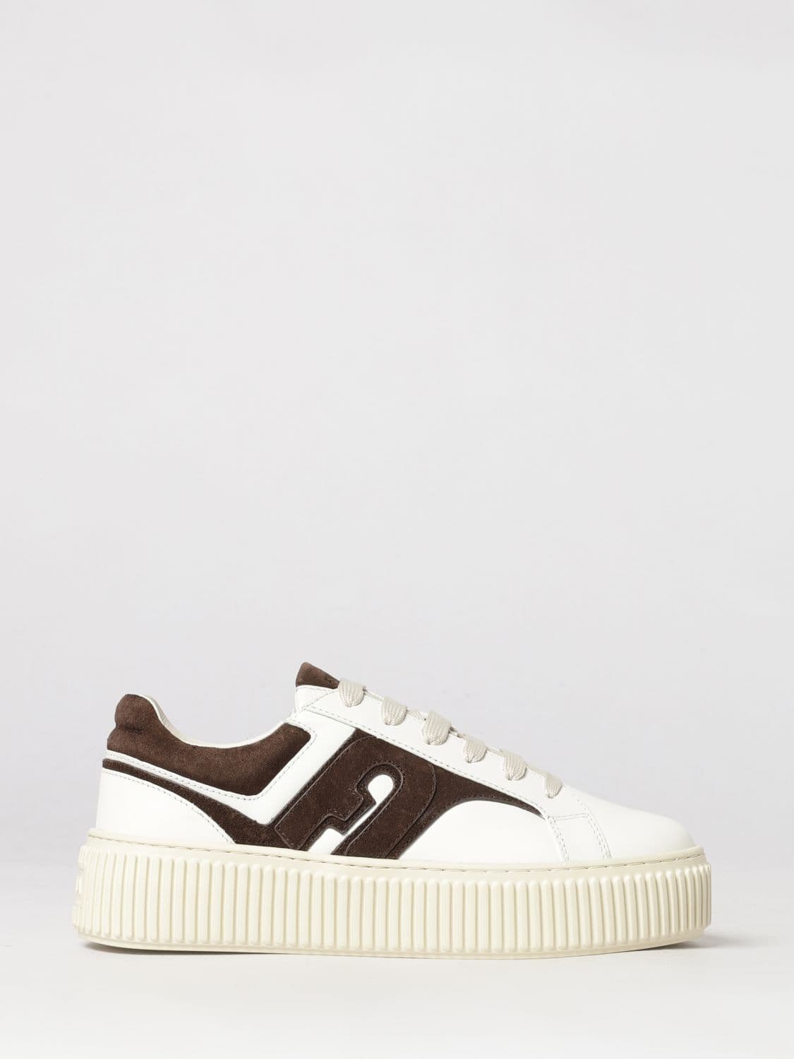 Furla Platform Sneakers in Smooth and Suede Leather with Embossed Logo