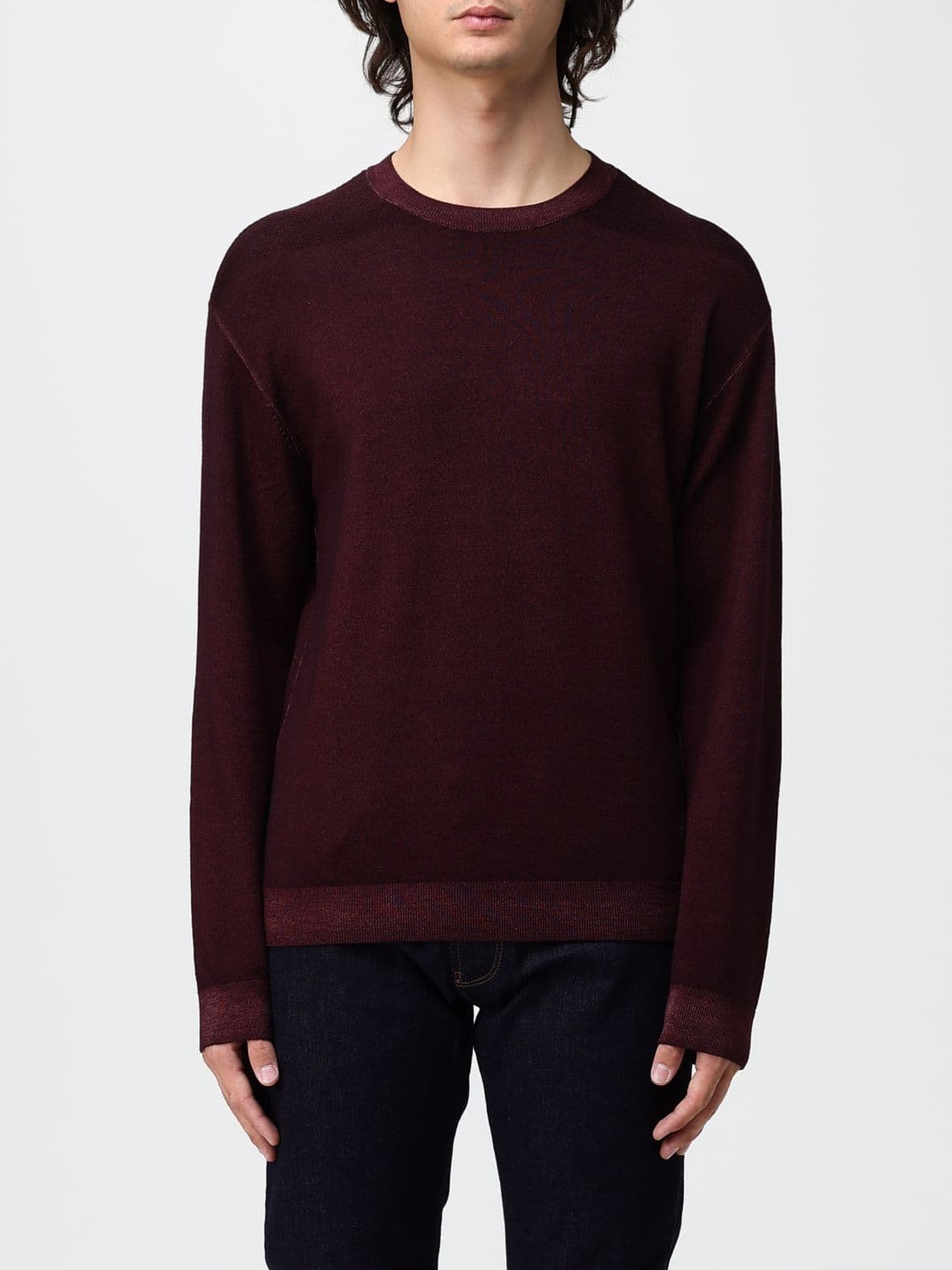 Emporio Armani Wool Crewneck Jumper with Long Sleeves and Ribbed Trims