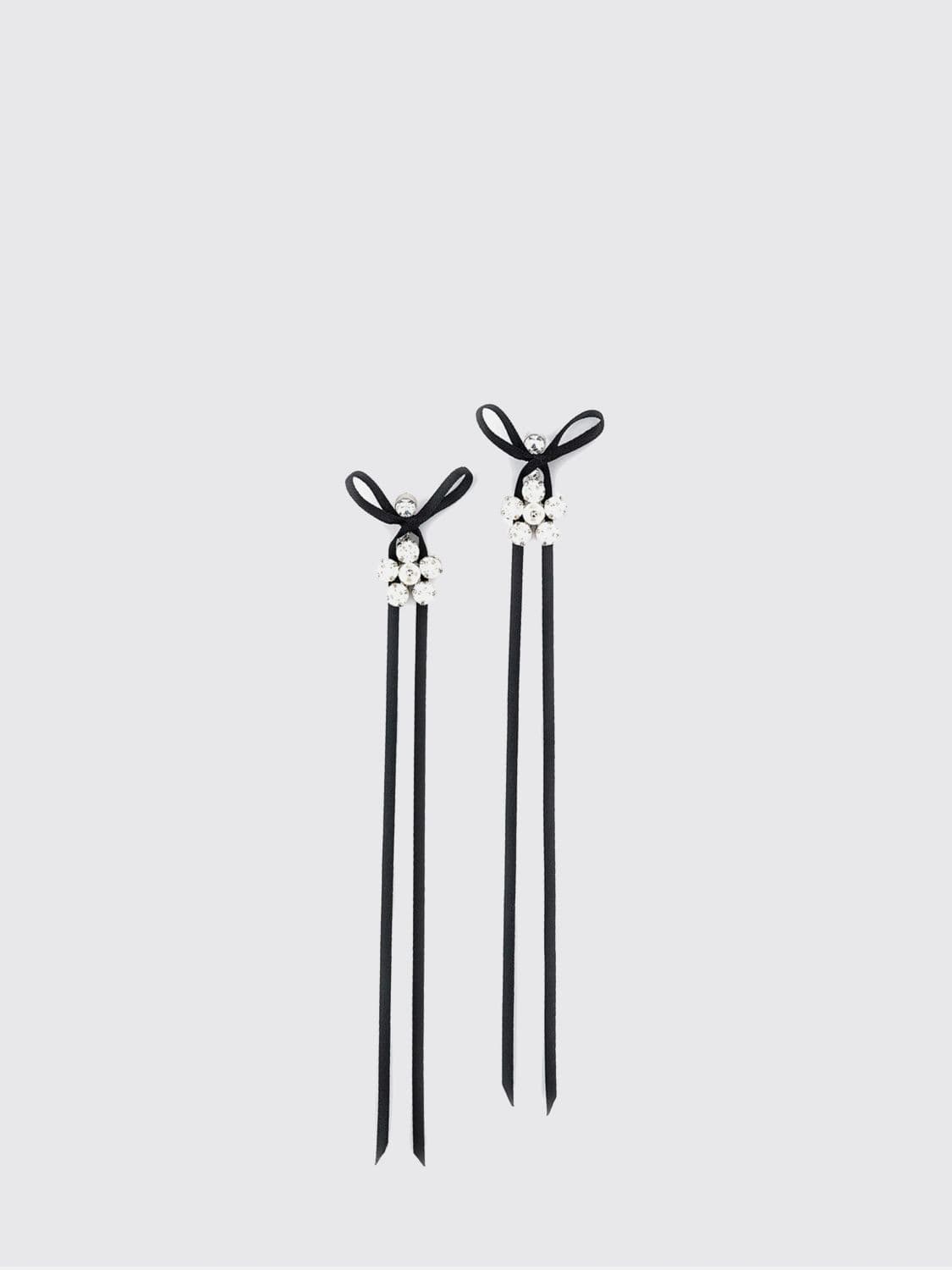 Simone Rocha Bow and Crystal Dangle Earrings with Rhinestone Embellishments