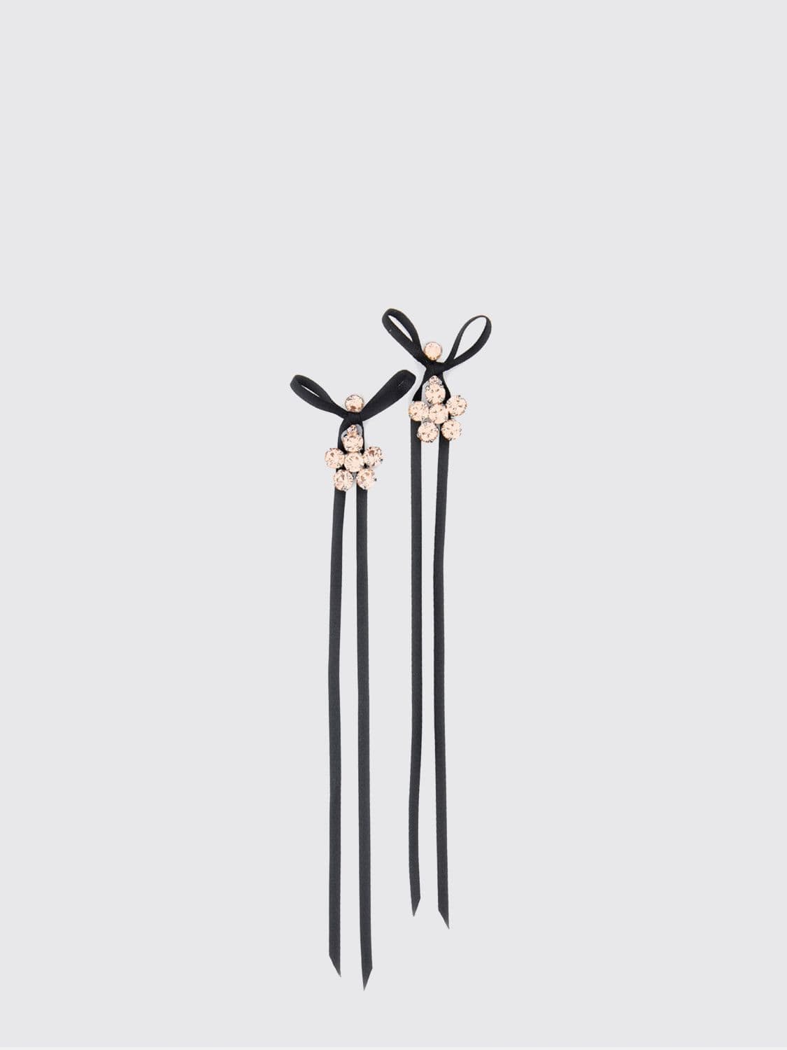 Simone Rocha Bow and Crystal Dangle Earrings with Rhinestone Embellishments