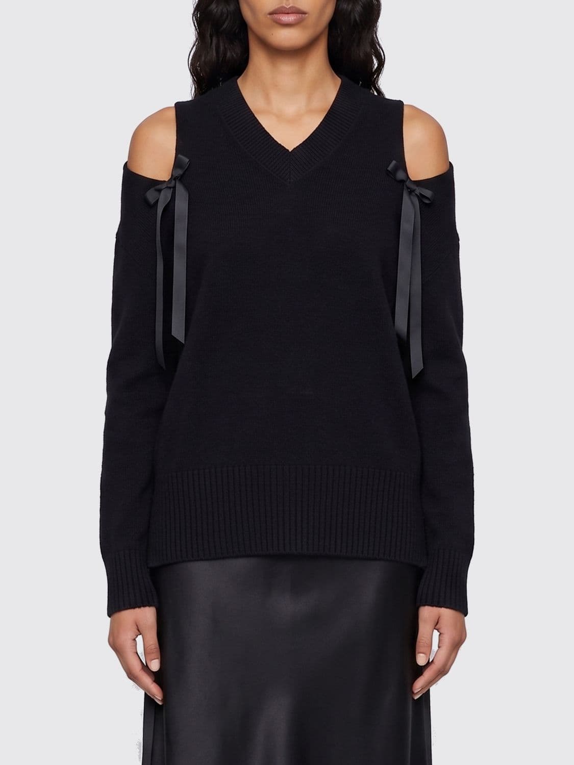 Simone Rocha Cashmere V-Neck Sweater with Cut-Out Shoulders · S