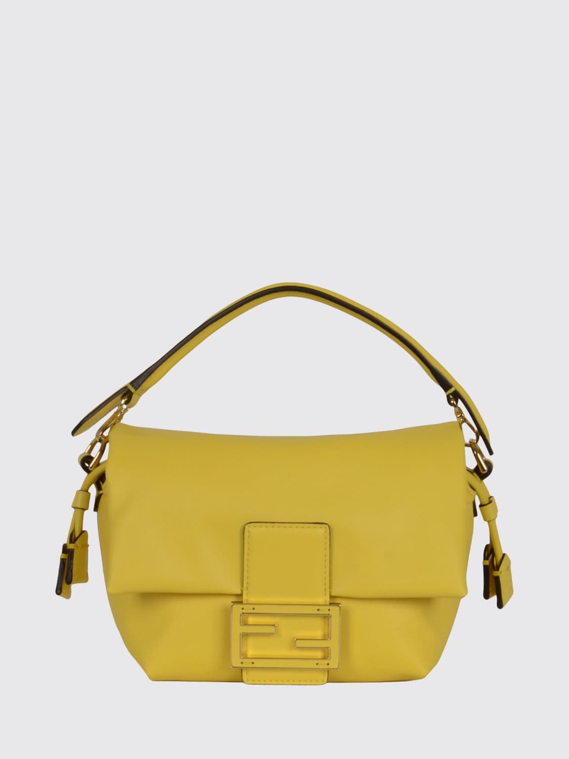 Fendi Mamma Baguette Mini Lambskin Leather Bag with FF Monogram Clasp