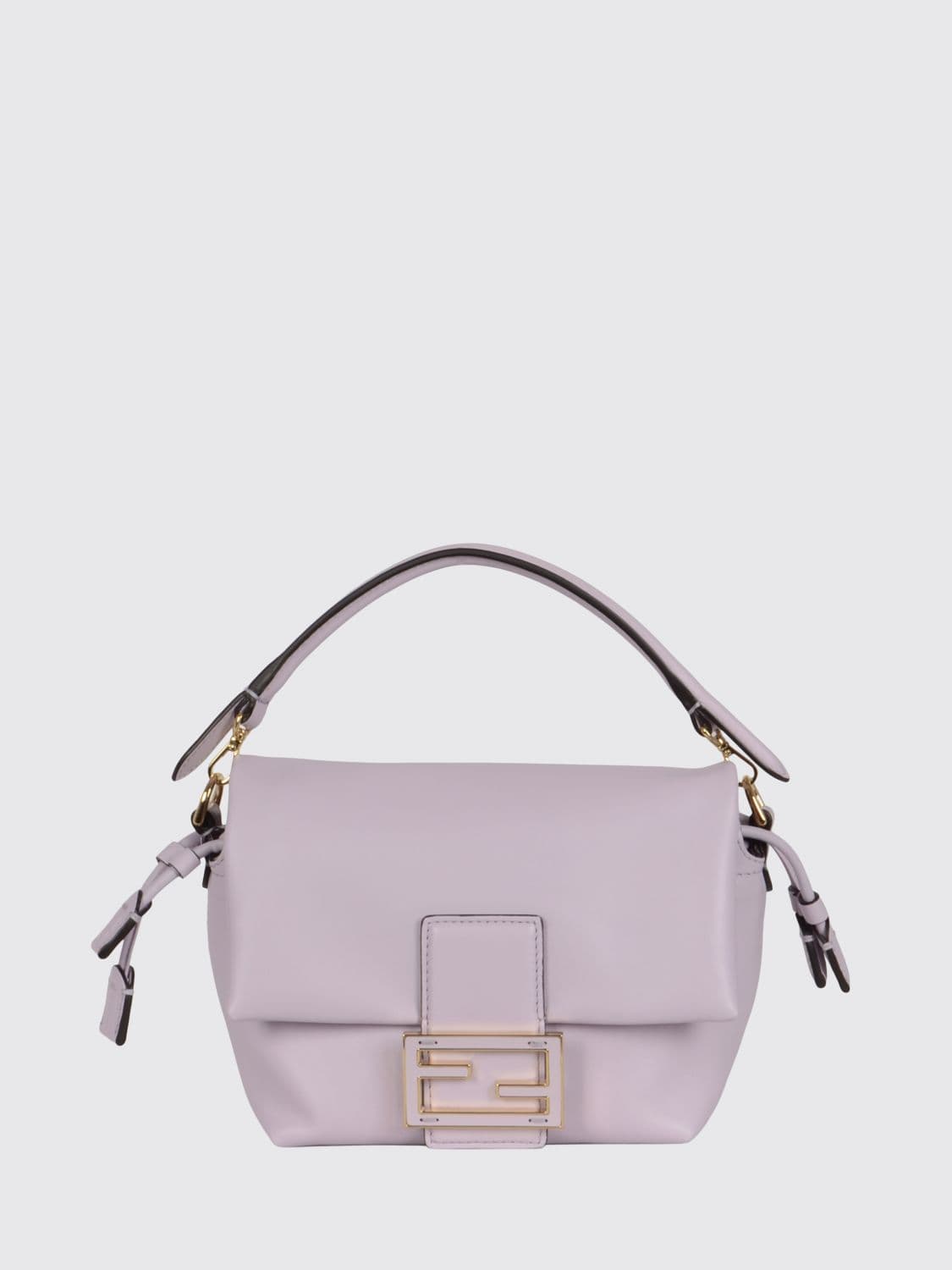 Fendi Mamma Baguette Mini Lambskin Leather Bag with FF Monogram Clasp