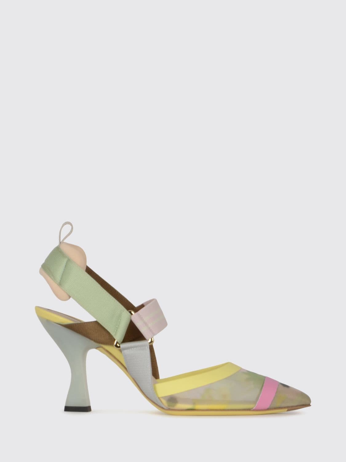 Fendi Colibrì Mesh Nylon High Heel Slingback Court Shoes