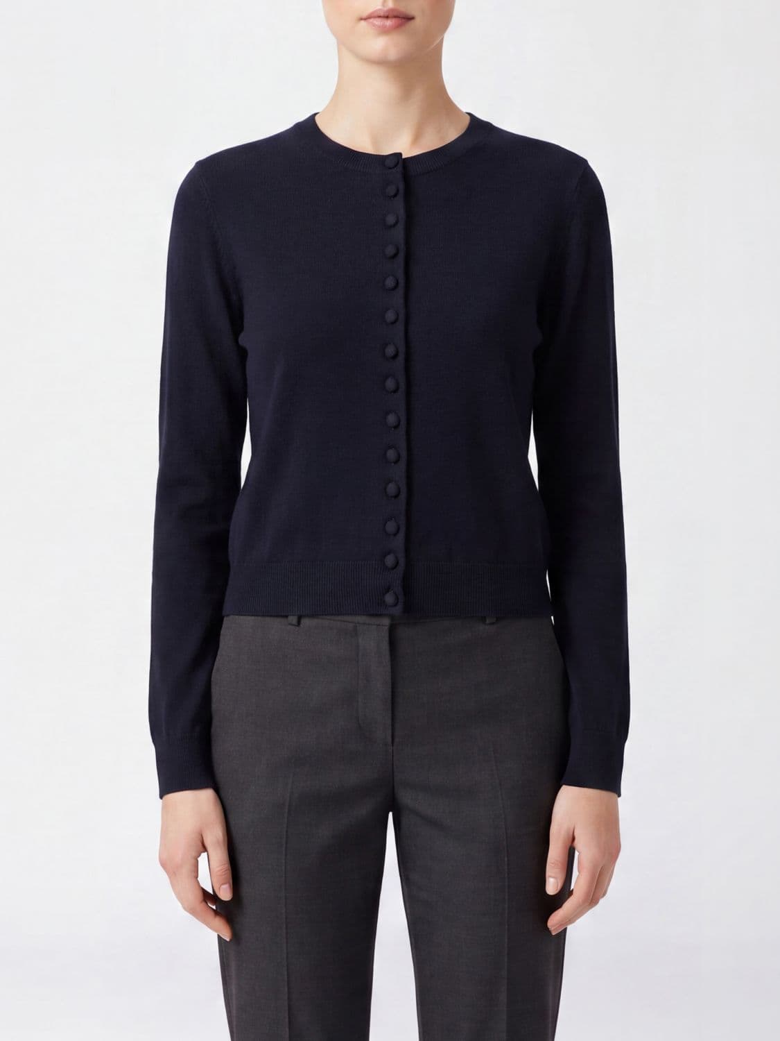 Lisa Yang Slim Fit Pure Cashmere Crewneck Cardigan