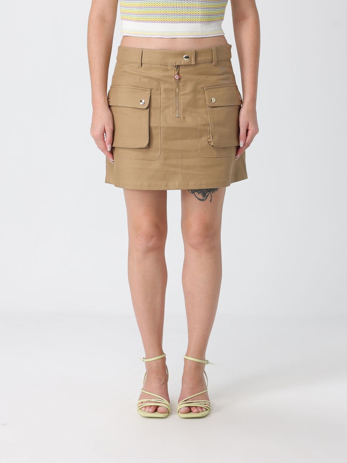 Casablanca Low-Rise Cotton Drill Cargo Mini Skirt with Side Pockets