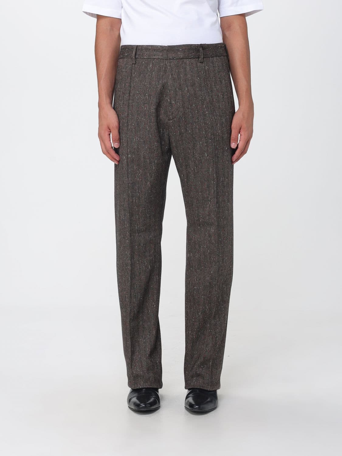 Dsquared2 Chevron Wool-Blend Wide-Leg Tailored Trousers