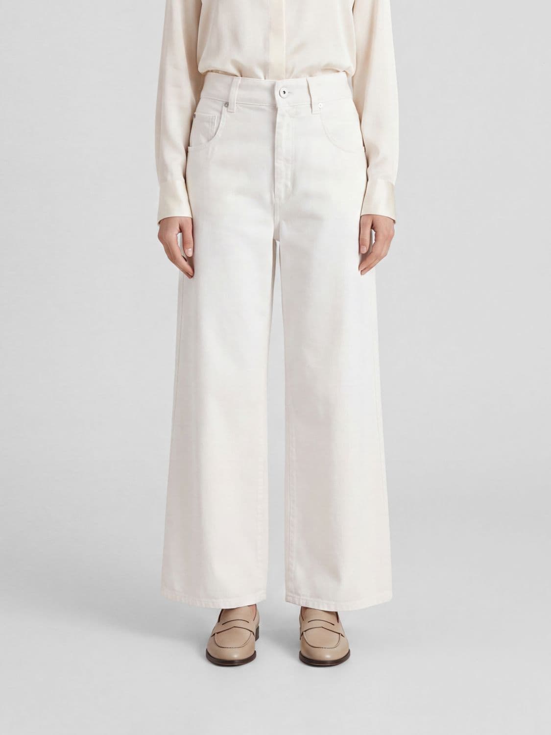 Brunello Cucinelli Mid-Rise Wide Leg Jeans in Cotton Denim · 40