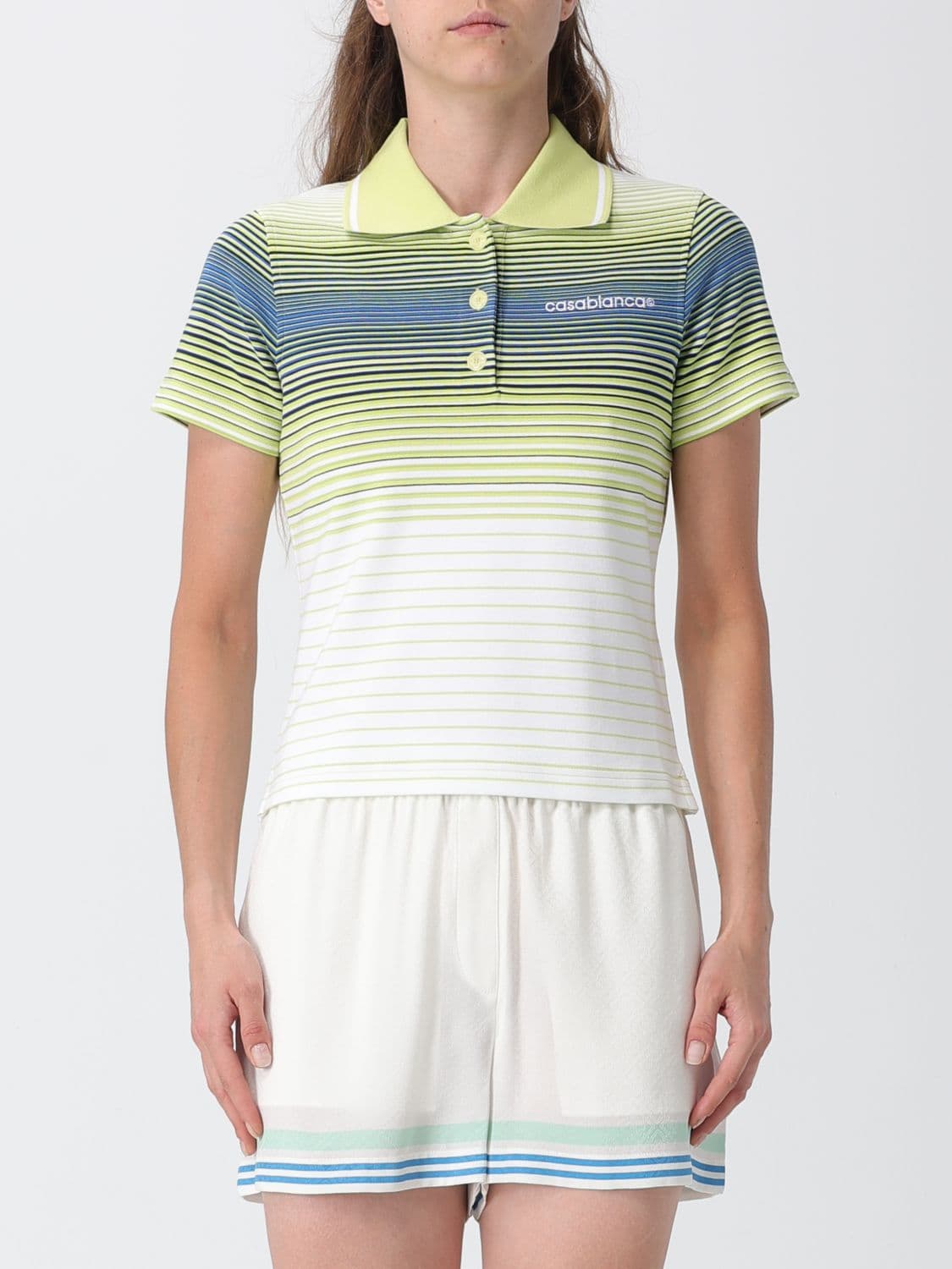 Casablanca Striped Cotton Polo Shirt with Contrast Logo