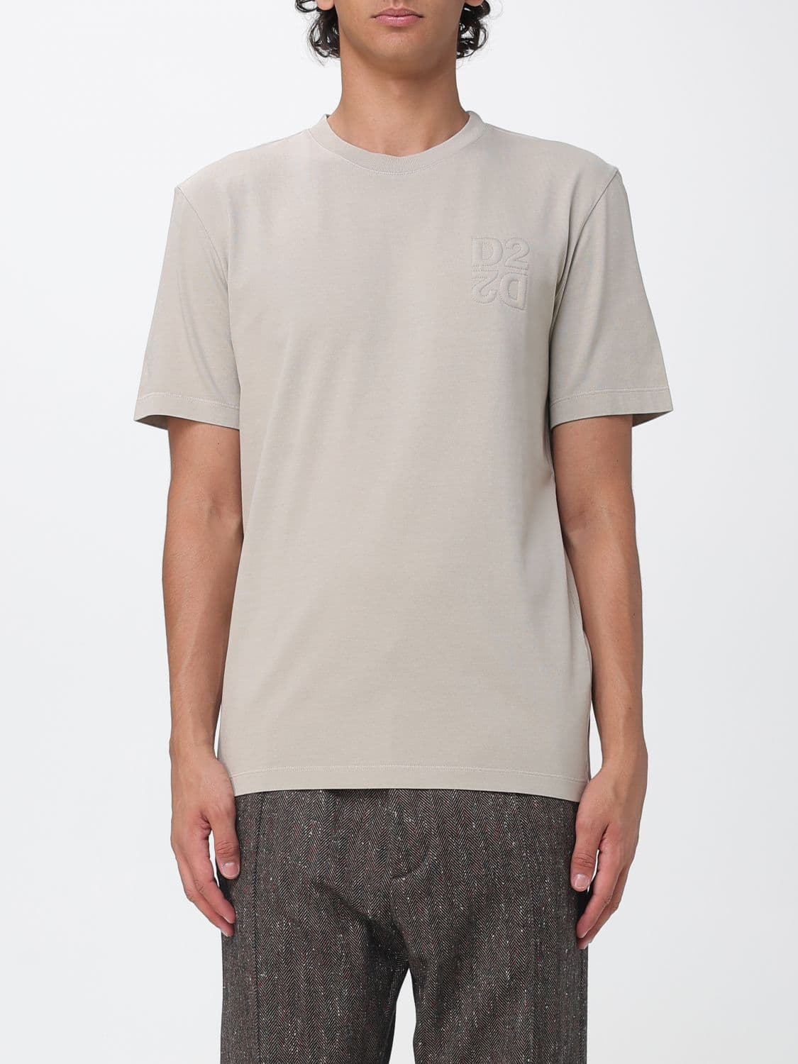 Dsquared2 Cotton T-shirt with Padded Shoulders and Crew Neck