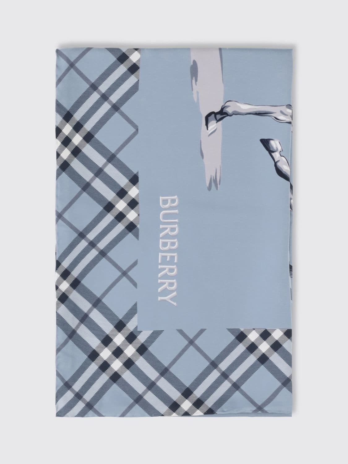 Burberry Square Pure Silk Scarf with Check and Graphic Print · OS