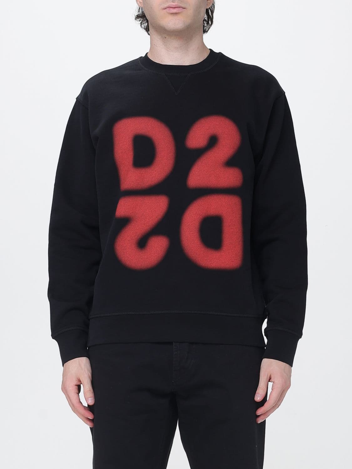 Dsquared2 Logo-Print Cotton Crewneck Sweatshirt with Dropped Shoulders