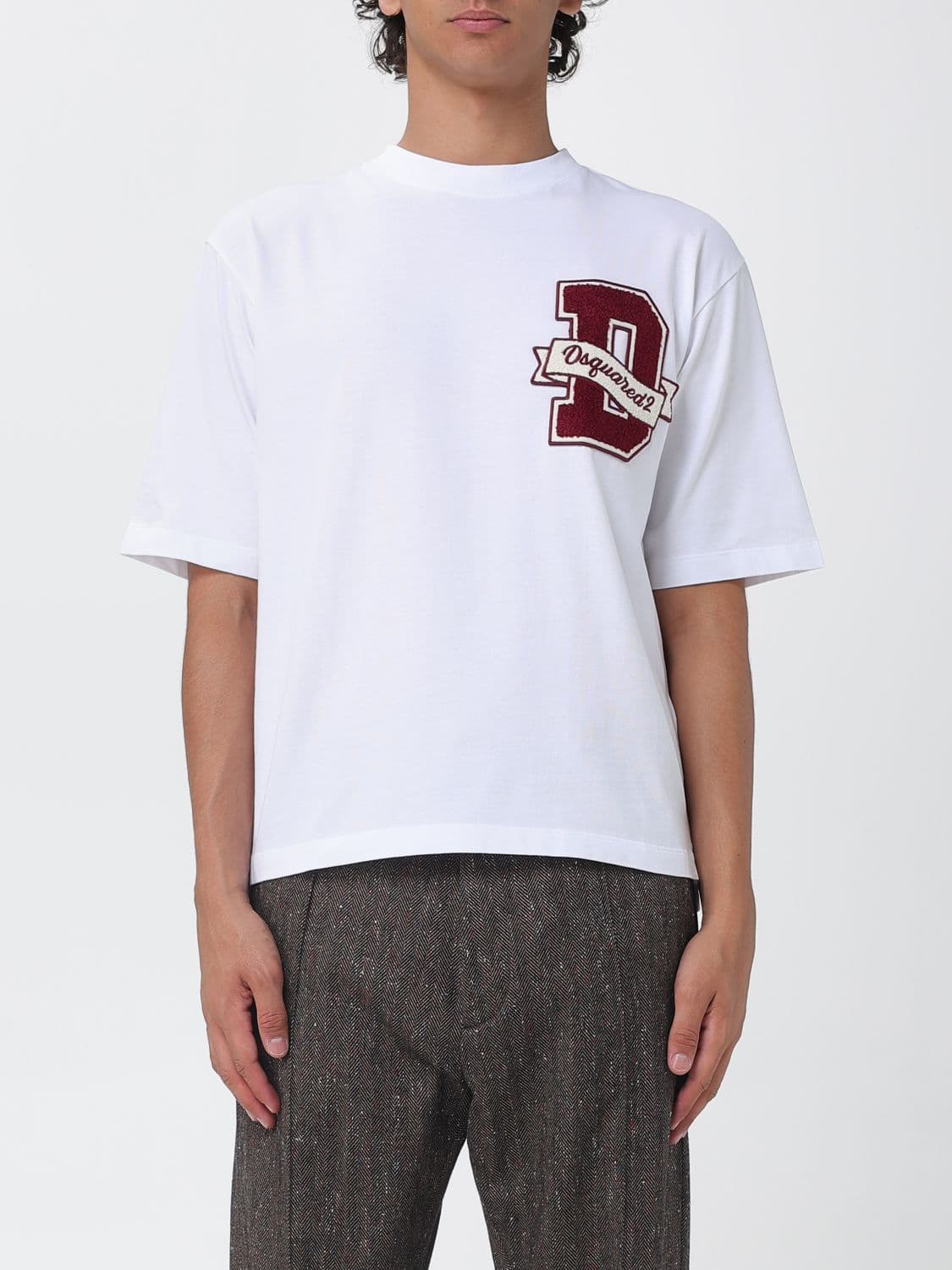 Dsquared2 Cotton T-shirt with Embroidered Logo and Dropped Shoulders · S
