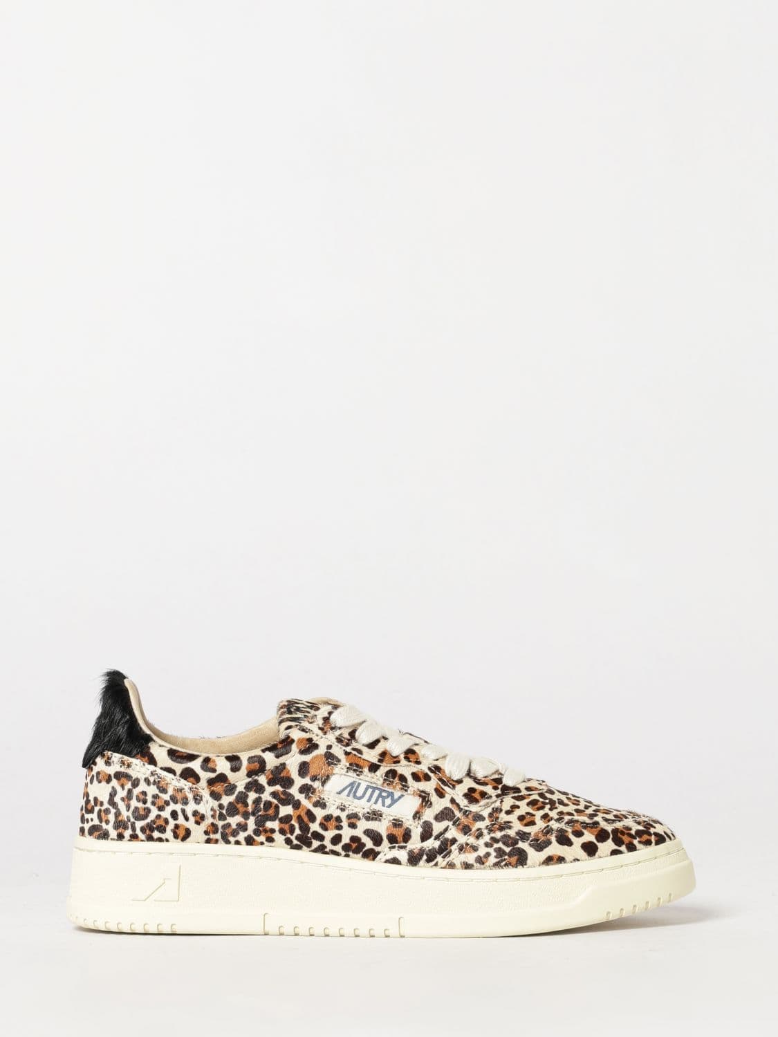 Autry Medalist Low Sneakers in Leather with Animalier Pony Hair Inserts