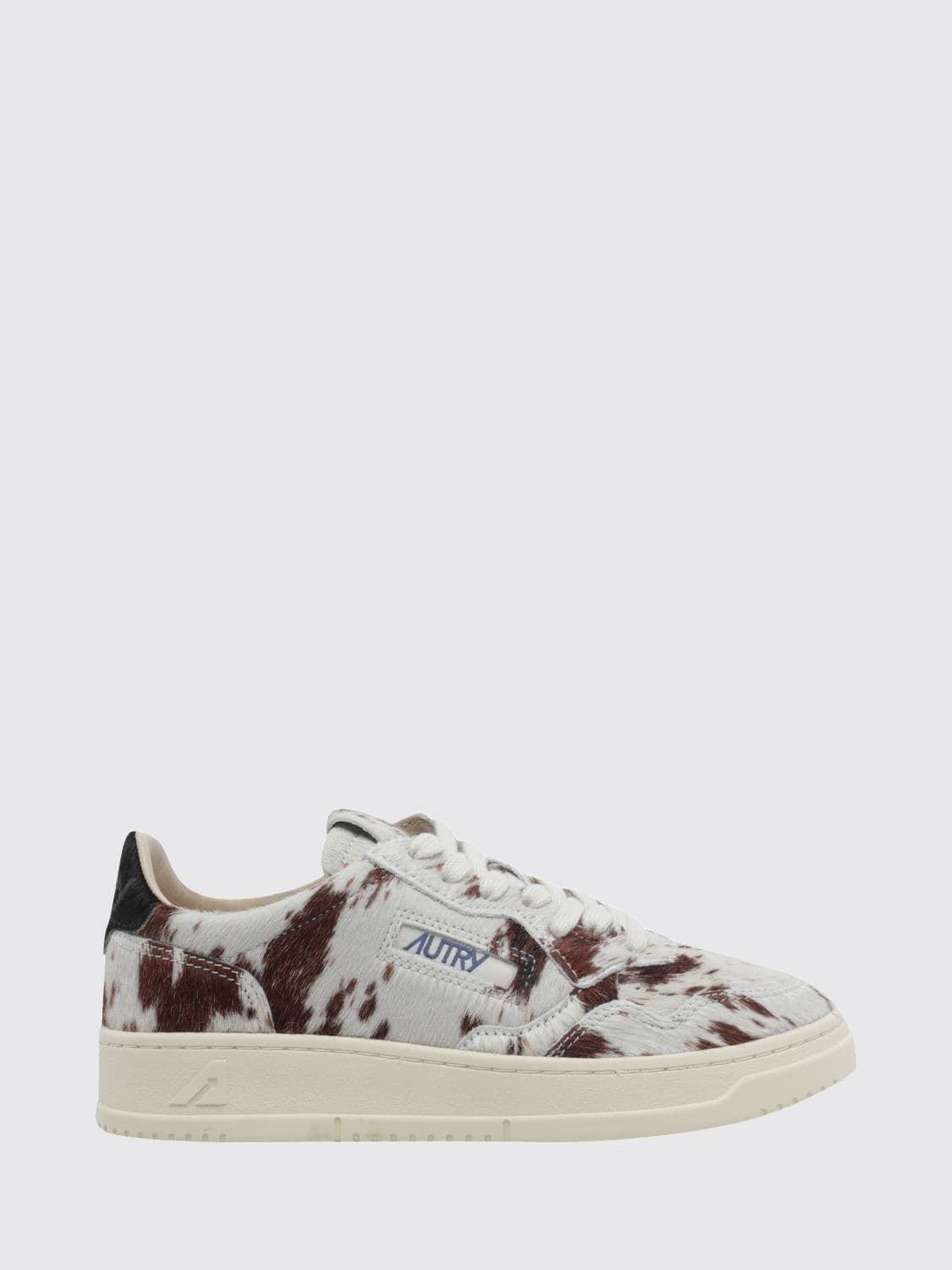 Autry Medalist Low Sneakers in Leather with Animalier Pony Hair Inserts