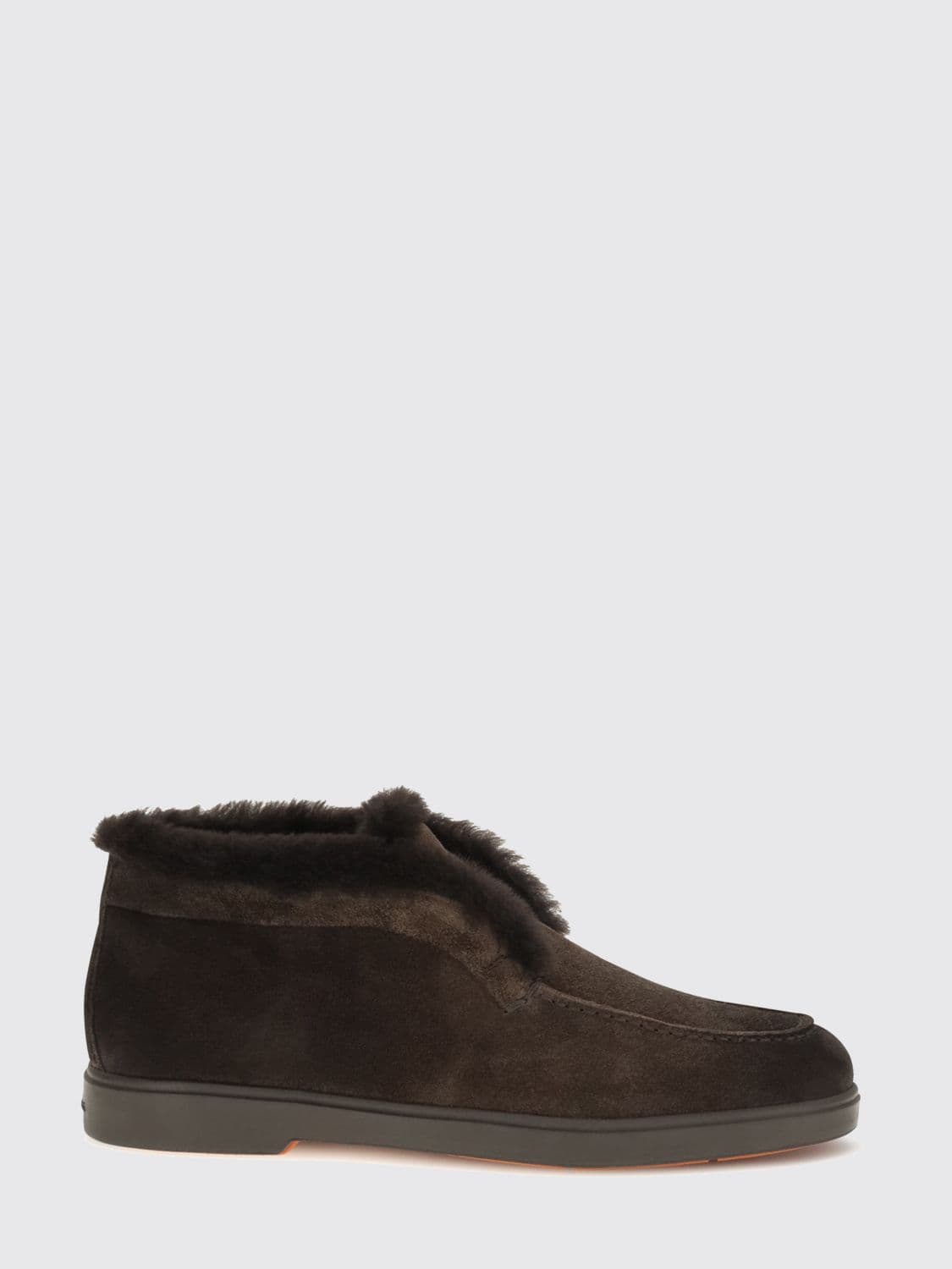 Santoni Suede Knee-High Boots with Shearling Lining