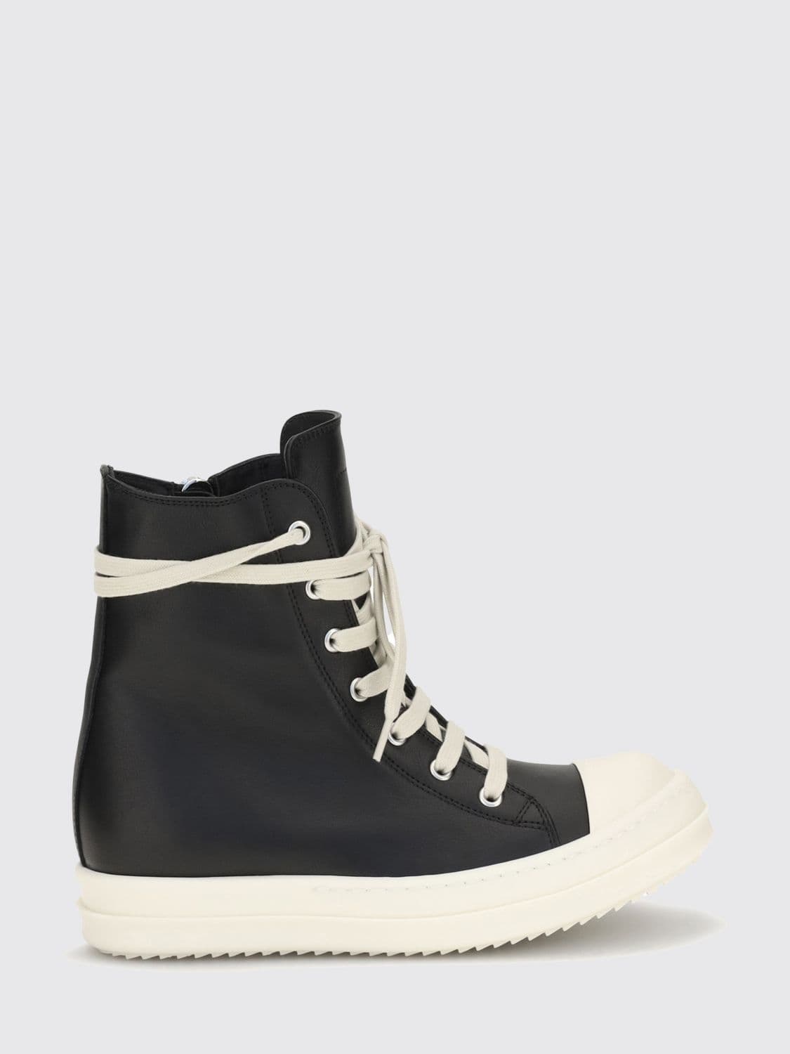 Rick Owens Calf Leather High-Top Sneakers with Wrap-Around Laces and Zip