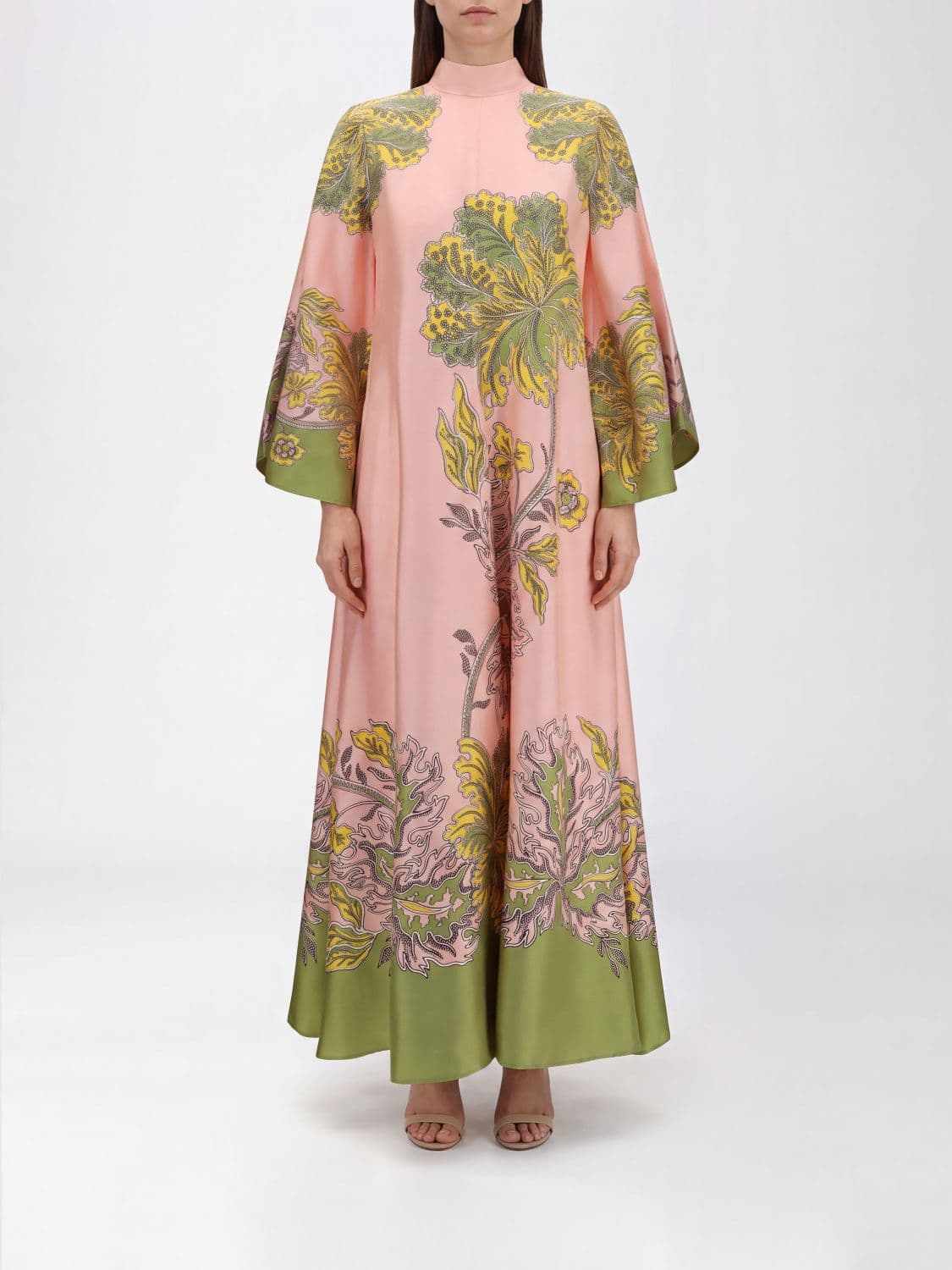 La Doublej Magnifico Long Silk Tunic with Floral Print and High Neck