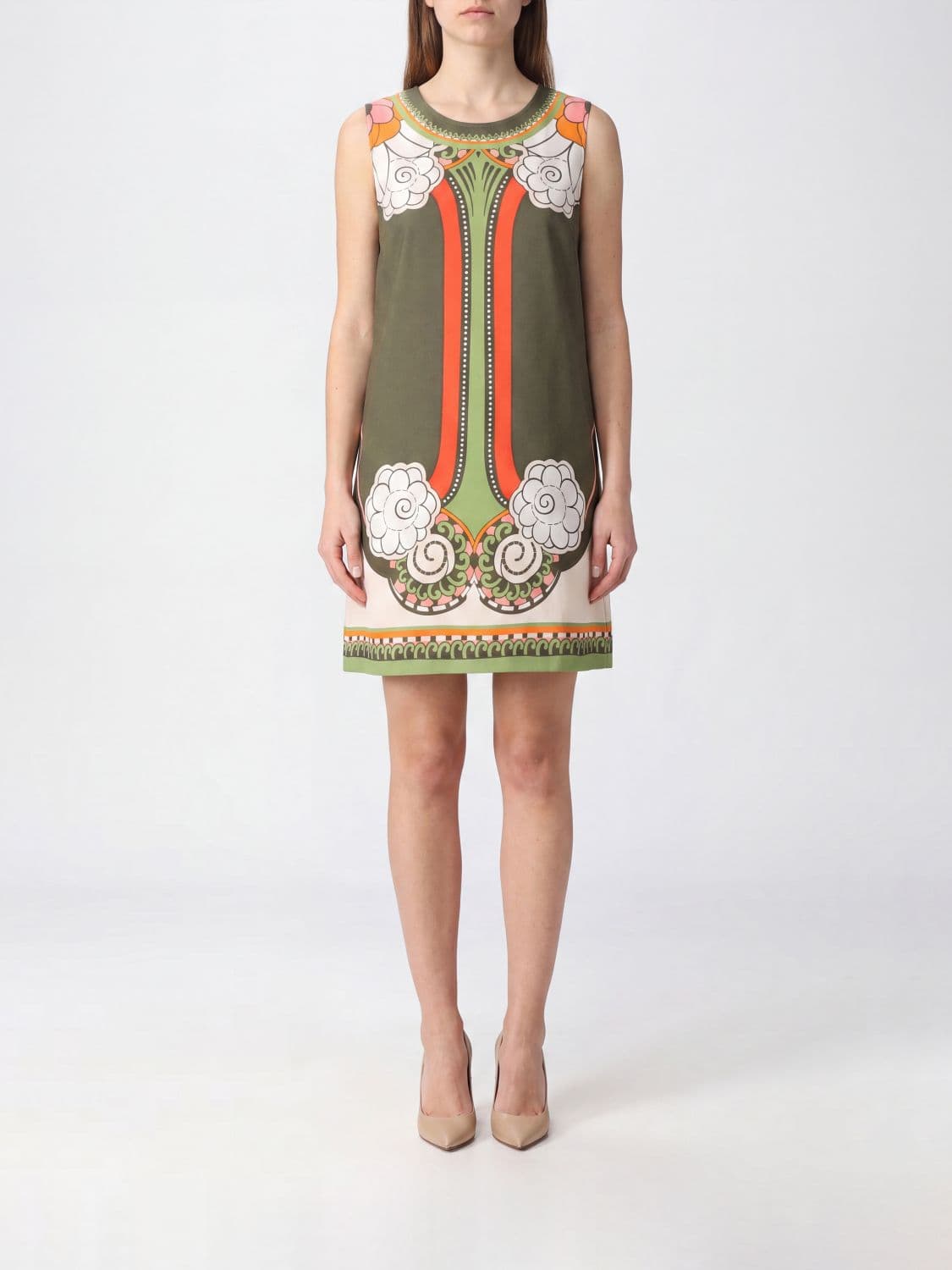 La Doublej Sleeveless Stretch-Viscose Mini Tunic with Ethnic Print