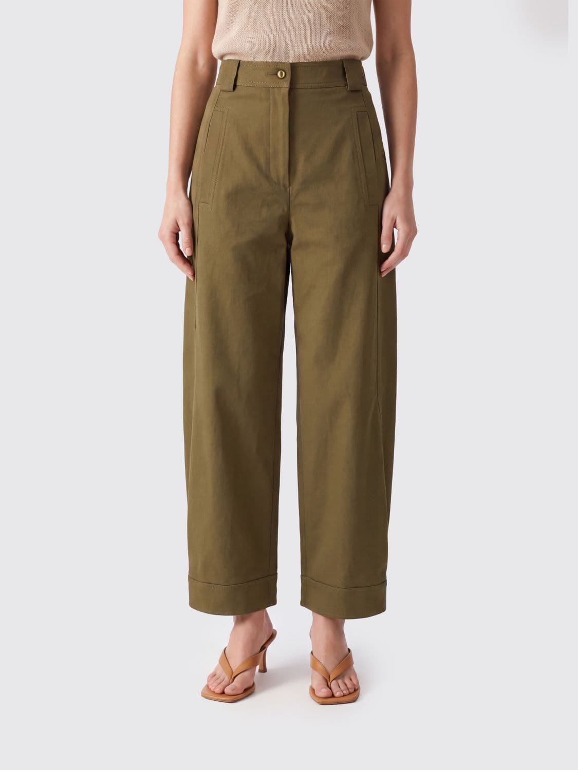 Max Mara Adorni High-Waisted Wide-Leg Cotton Trousers