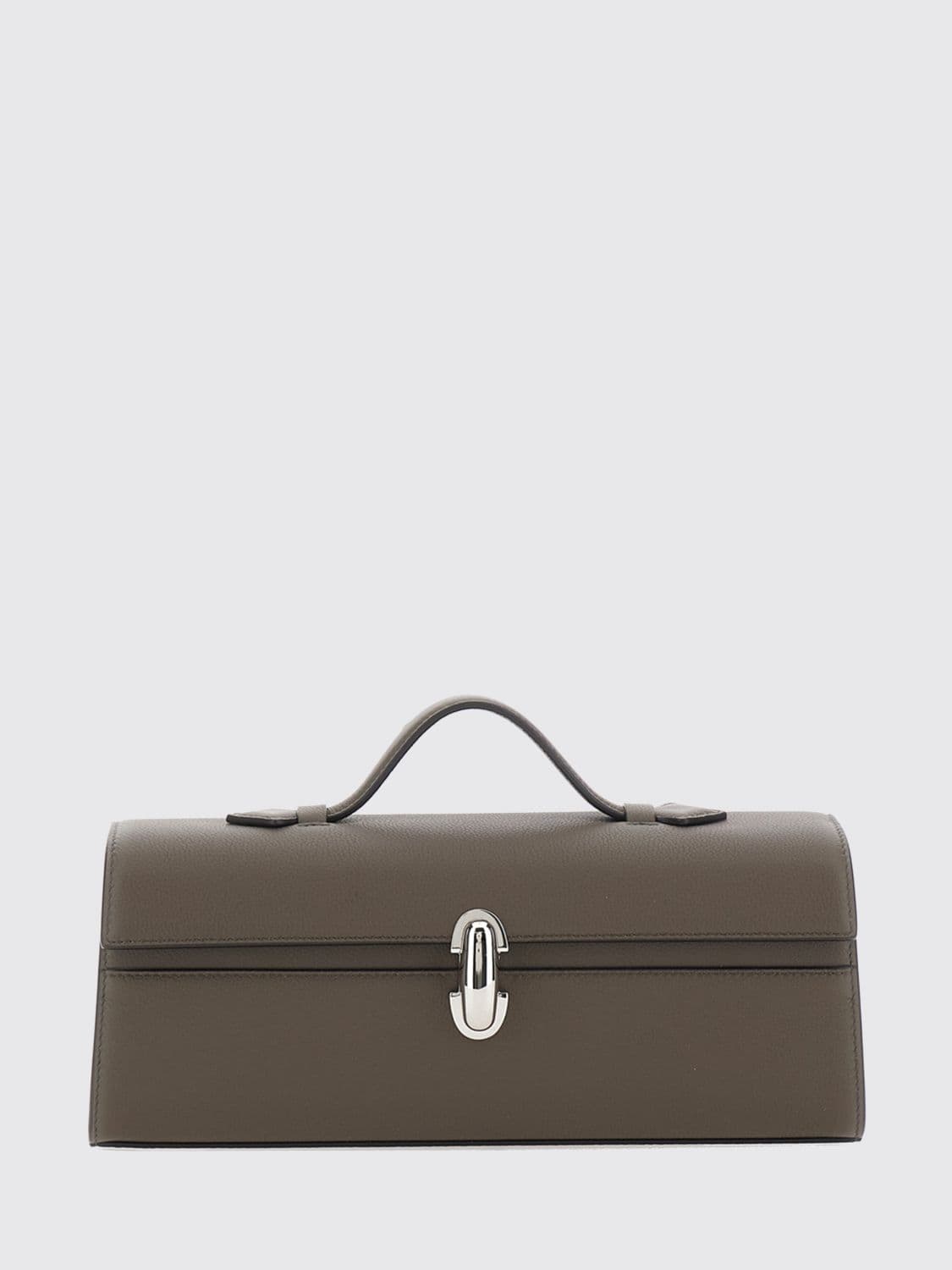 Savette Symmetry Grained Calfskin Clutch with Metallic Closure · OS