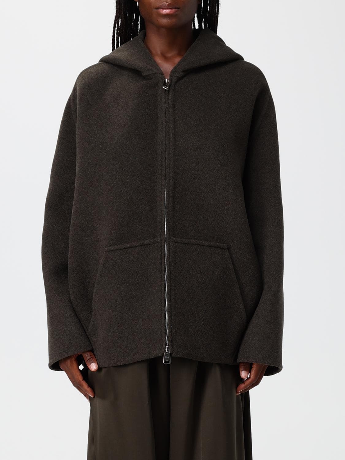 Khaite Short Wool Hooded Coat with Relaxed Fit
