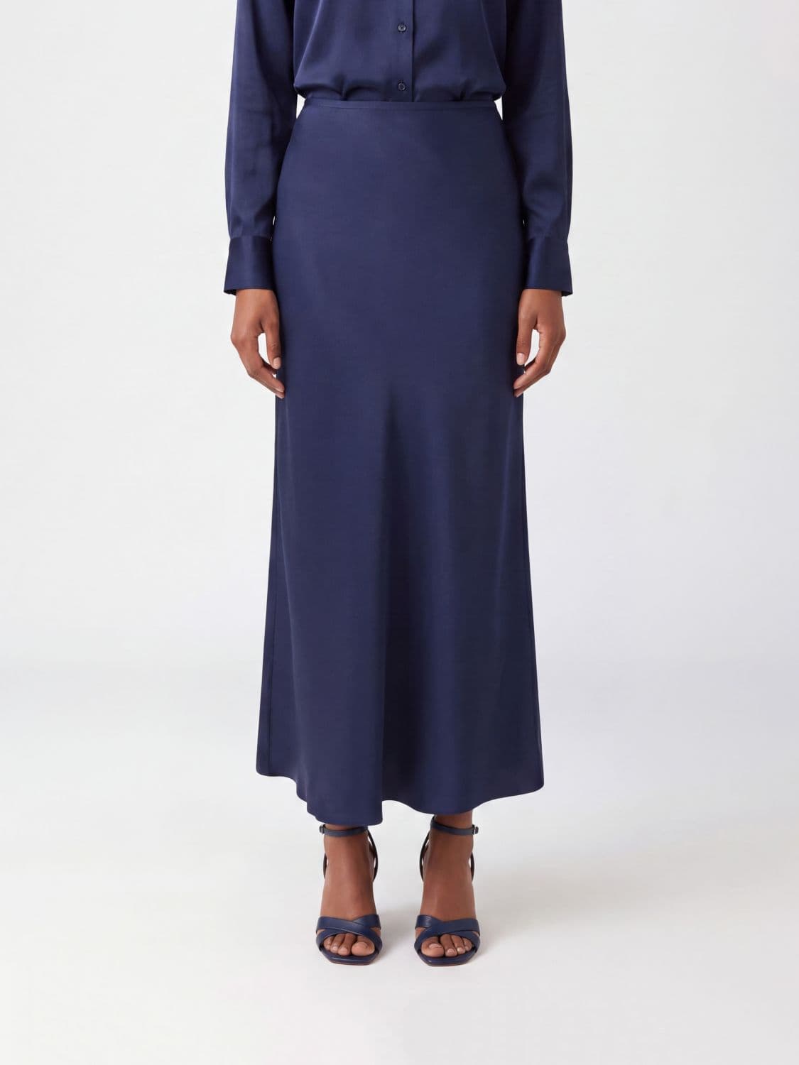 Loulou De Saison High-Waisted Silk Midi Pencil Skirt · M