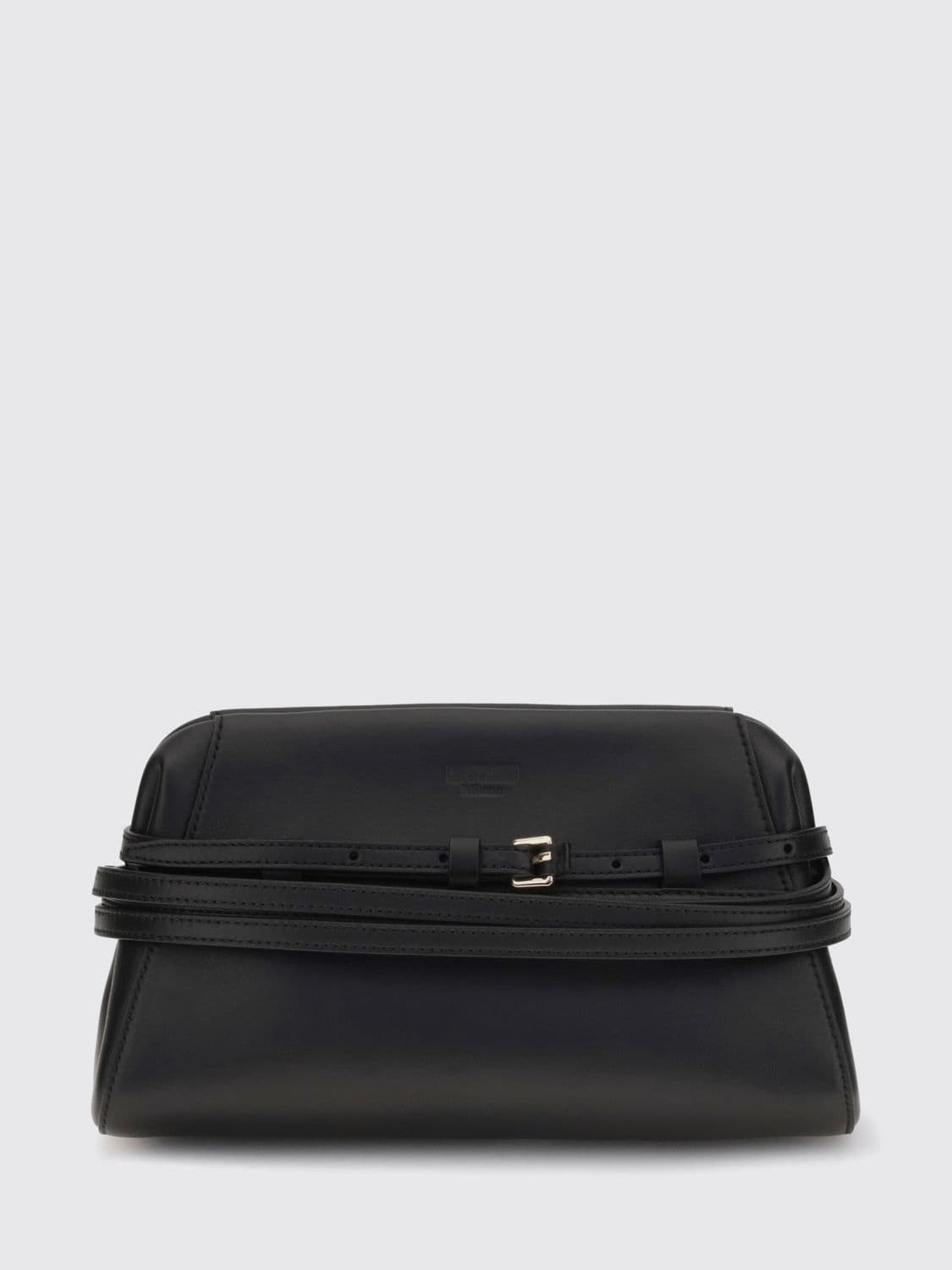 Moschino Couture Tie Me Leather Mini Clutch with Removable Strap · OS