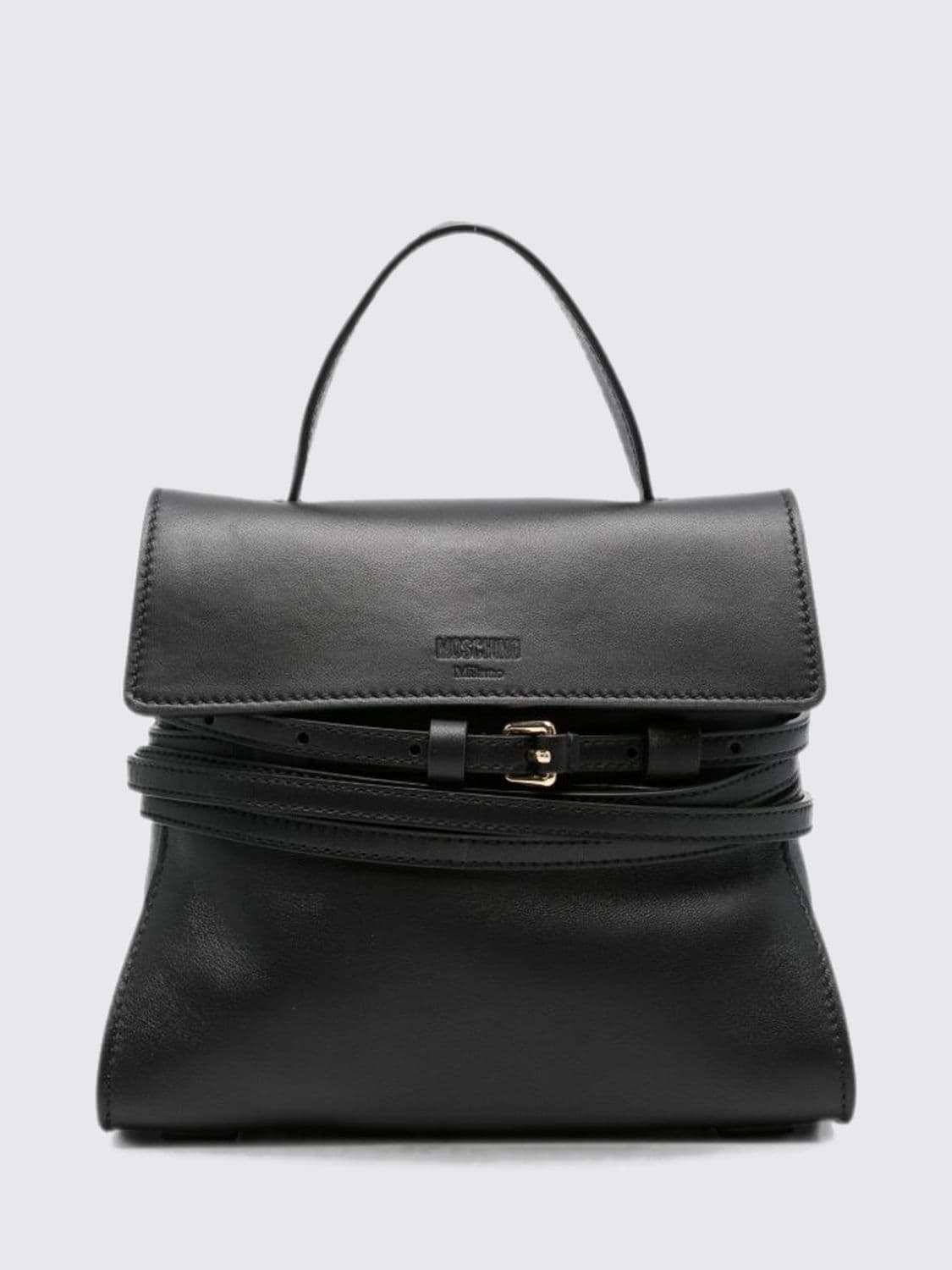Moschino Couture Tie Me Leather Mini Handbag with Shoulder Strap