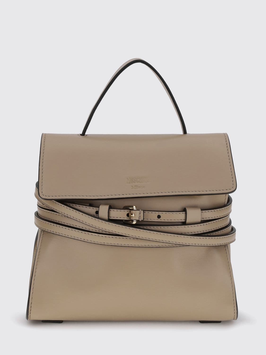 Moschino Couture Tie Me Leather Mini Handbag with Shoulder Strap