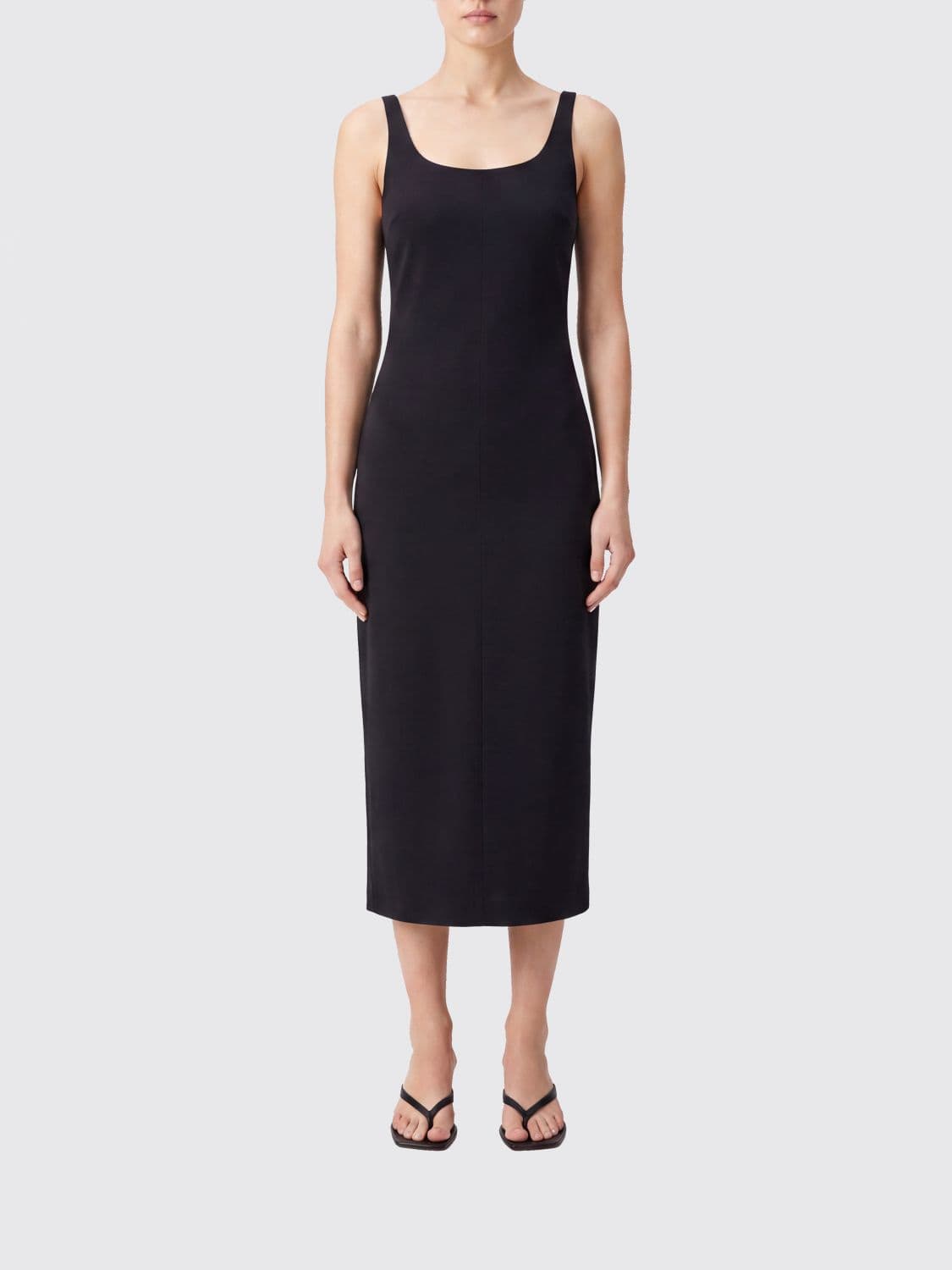 Jacquemus Viscose Sheath Midi Dress with Square Neckline